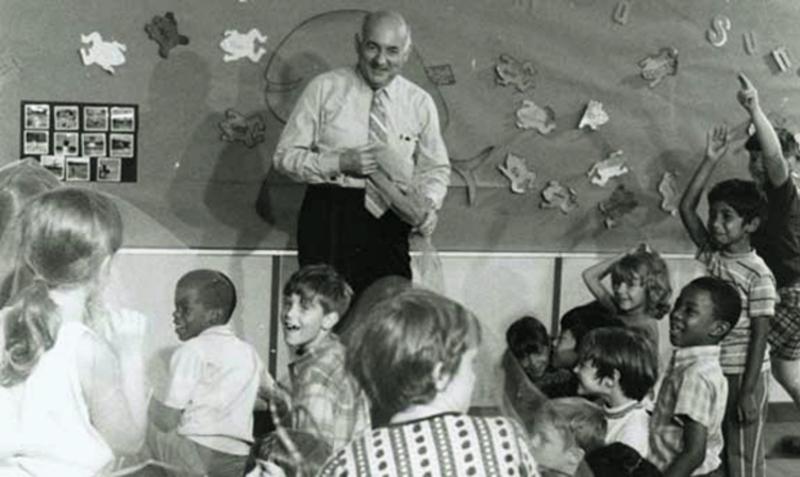 Psychologist E. Paul Torrance, creator of the Torrance Tests, with gifted children at the University of Georgia College of Education in the 1970s