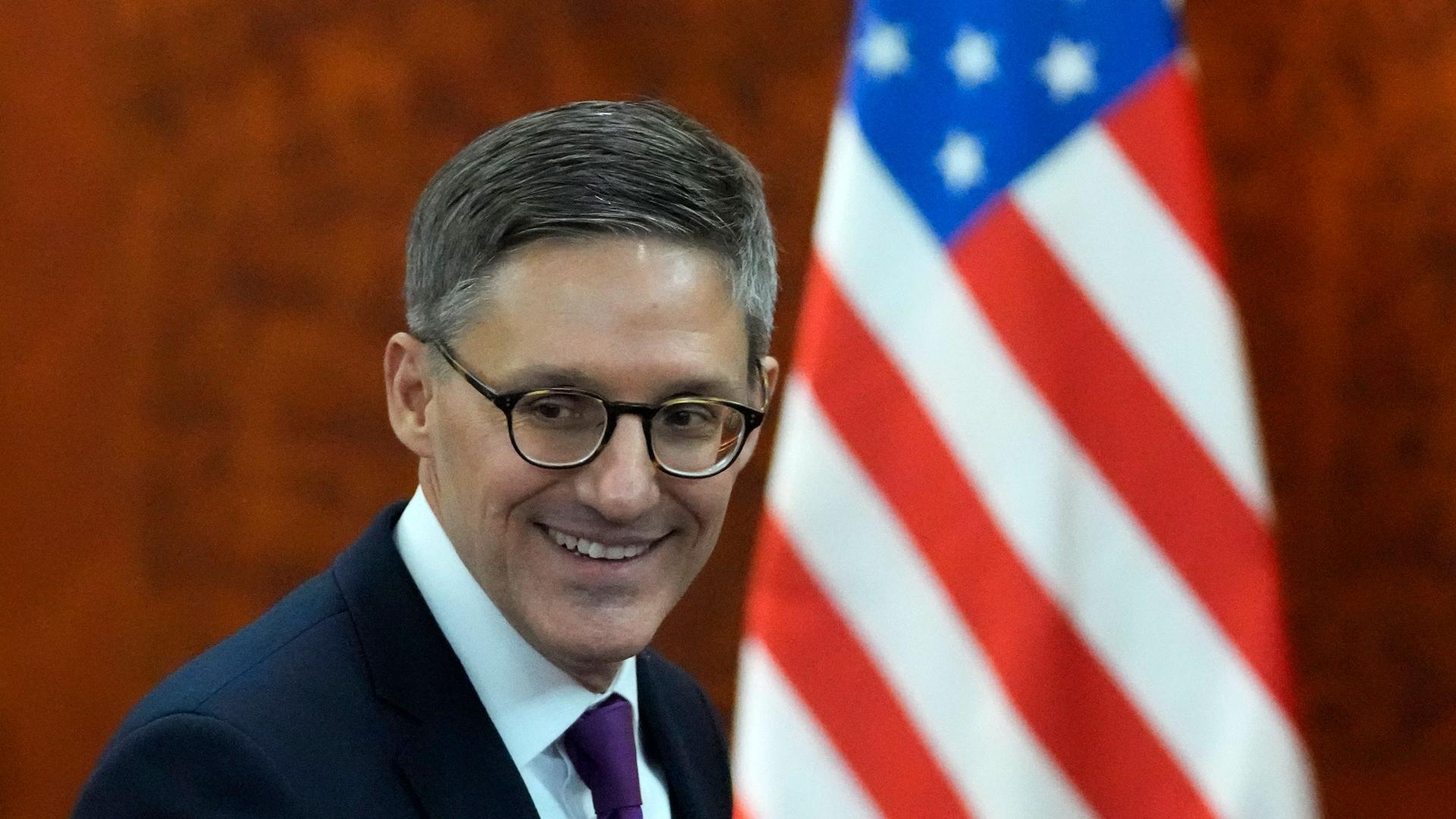 US State Department Counselor Derek Chollet smiles ahead of a meeting in Serbia, Thursday, Jan. 12, 2023. 