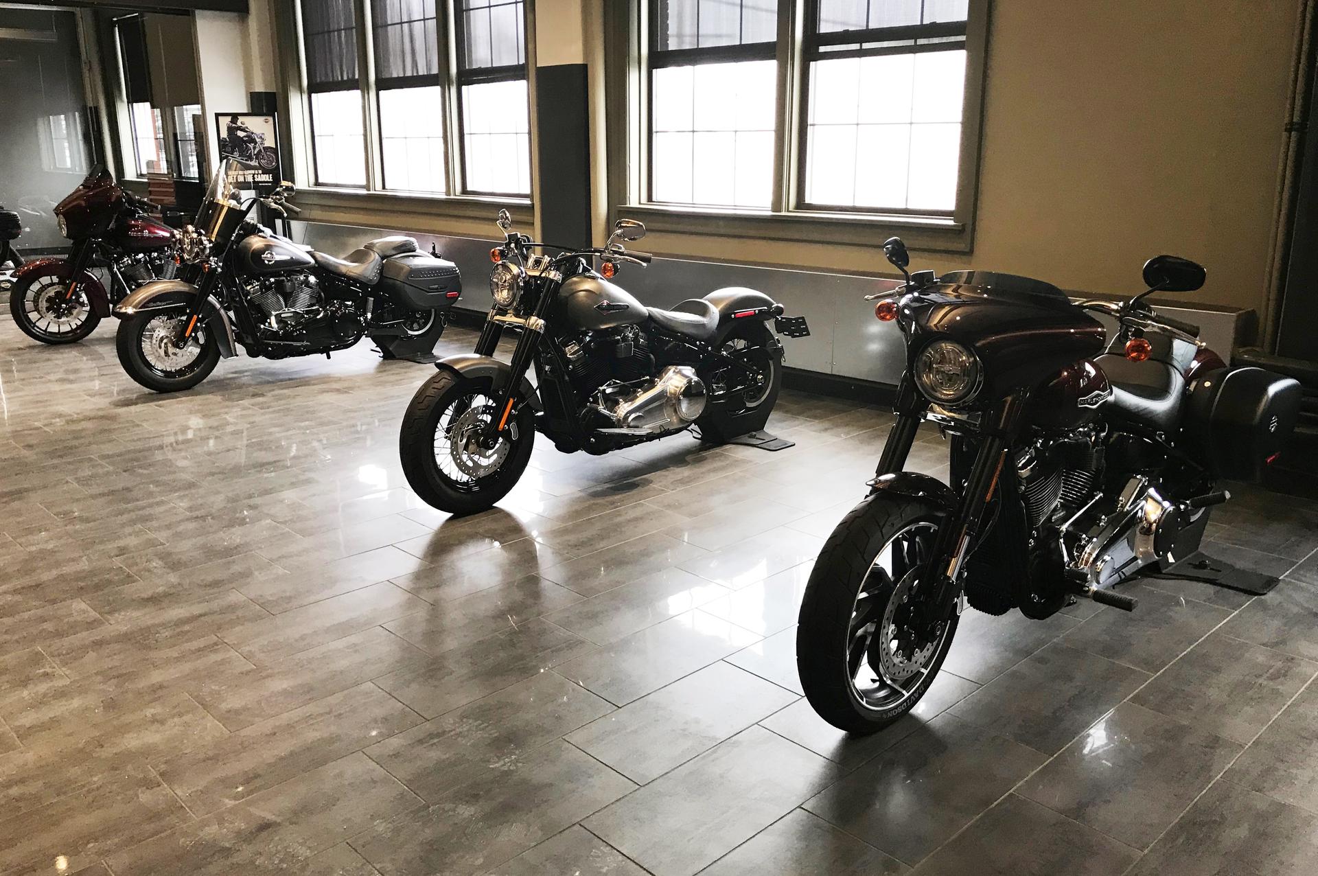 Harley-Davidson motorcycles on display at the company’s headquarters in Milwaukee, Wisconsin. An EPA penalty of $15 million for selling emissions defeat devices was decreased by $3 million under the Trump administration in December 2017.