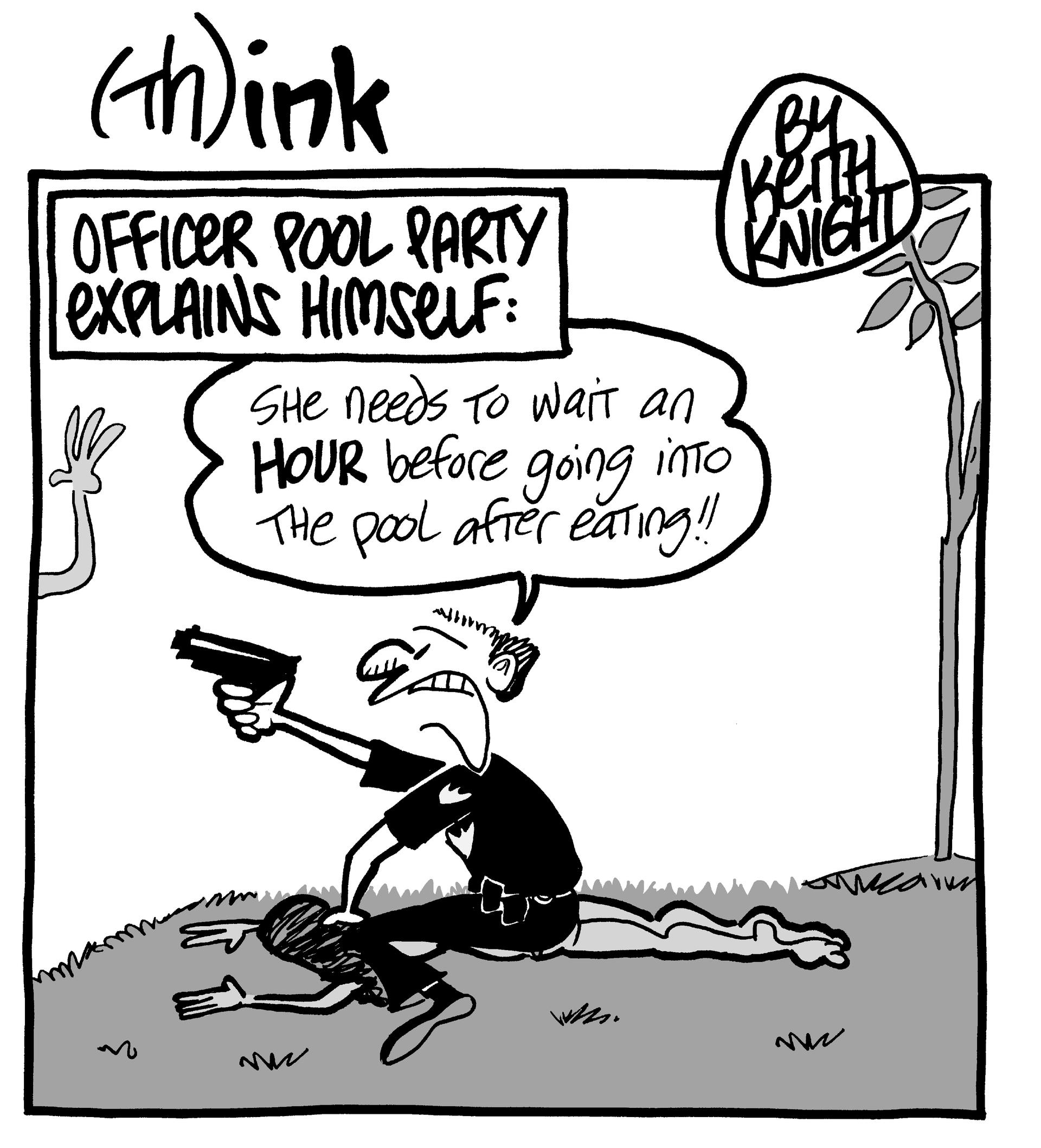 cartoon about a police intepreting hand gestures