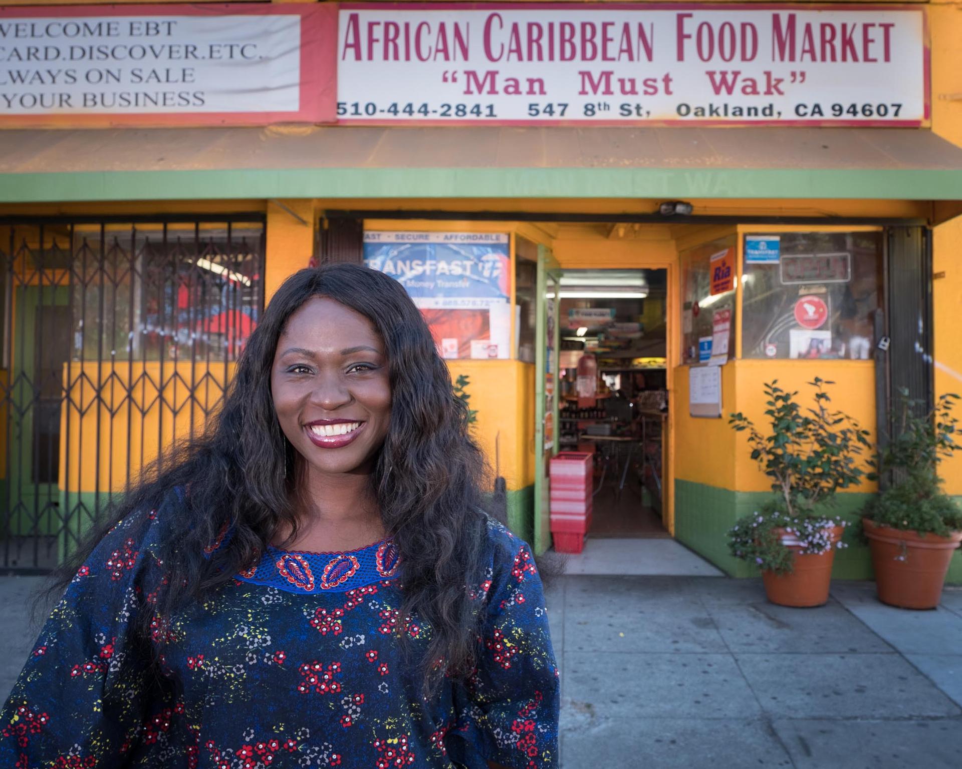 KayKay Amamgbo, owner of the African Caribbean Food Market in Oakland, California, isn't in favor of the tax on groceries.
