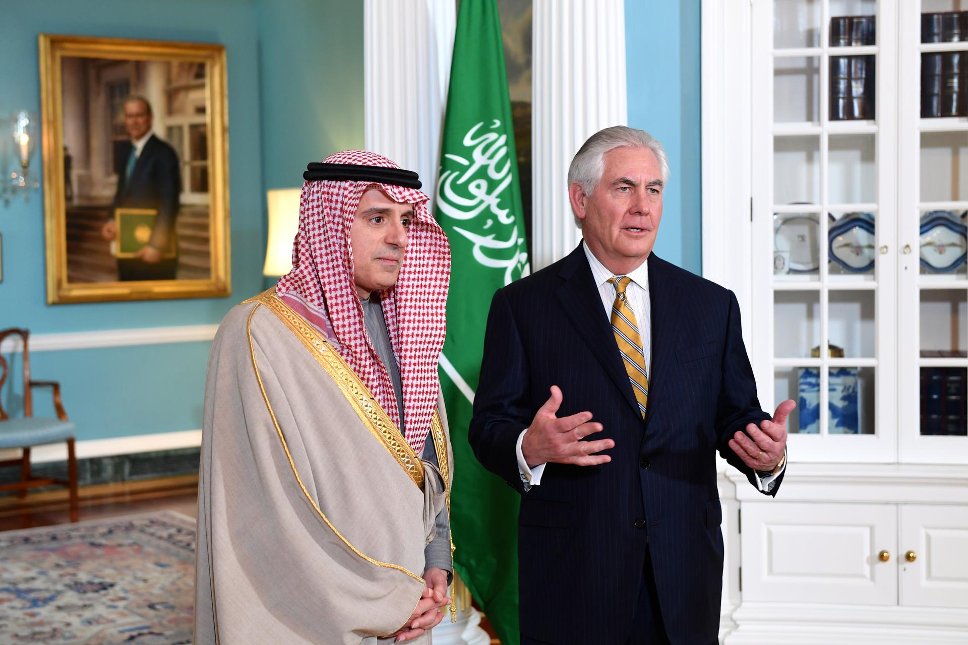 U.S. Secretary of State Rex Tillerson and Saudi Foreign Minister Adel Al-Jubeir