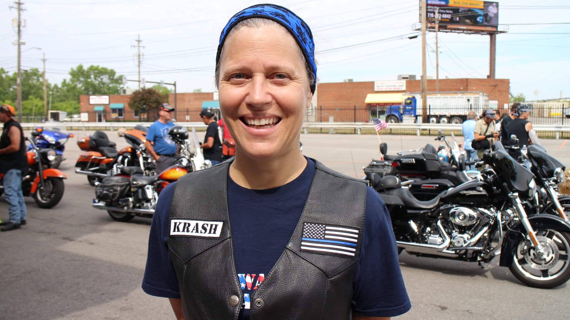 Kelly Cameron at the Bikers for Trump rally in Cleveland