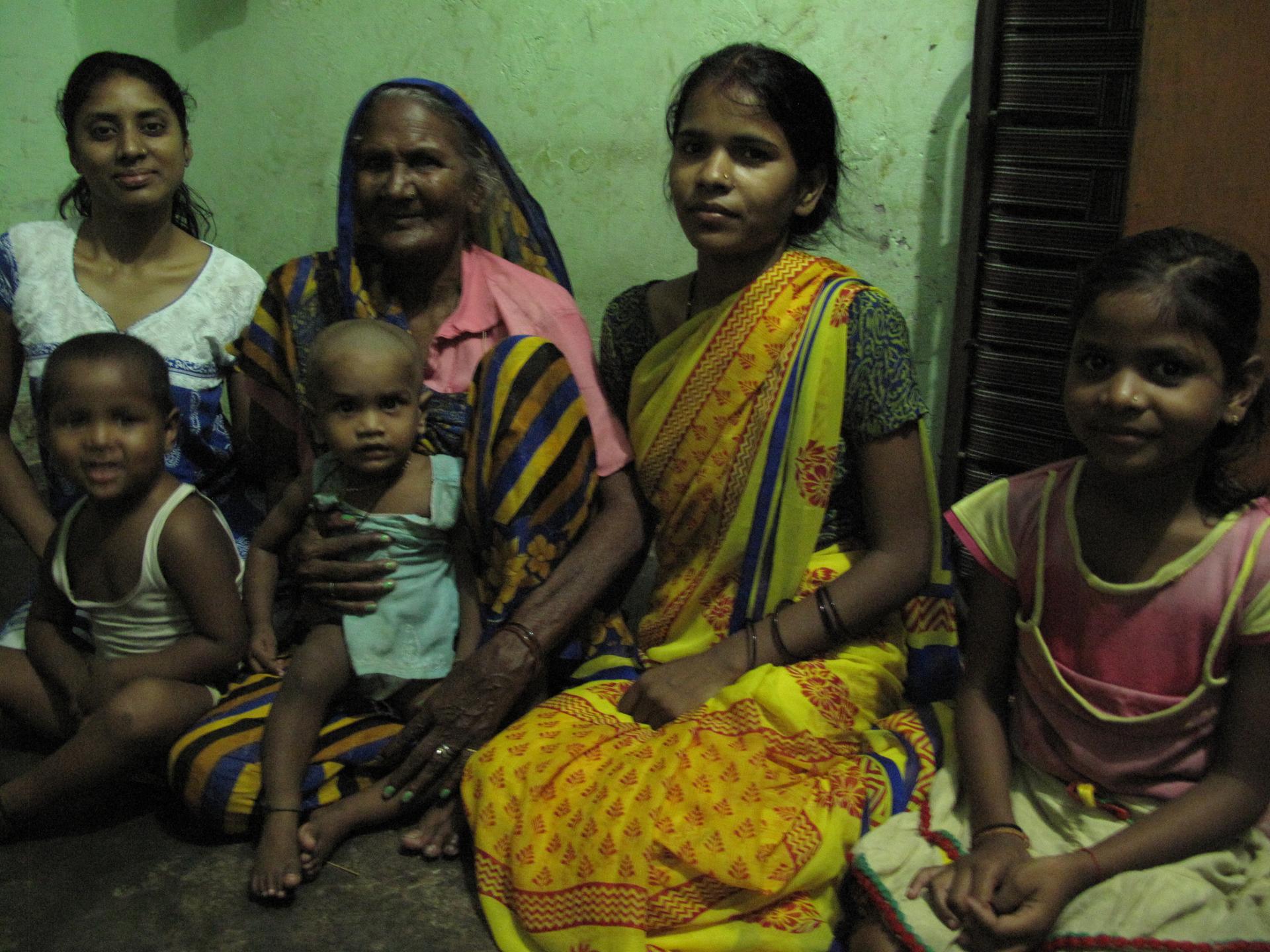 Rawat (far left) with her grandmother, aunt a niece and two of her half siblings. She currently lives with her grandmother since her father threw her out in 2010 for pursuing her education.
