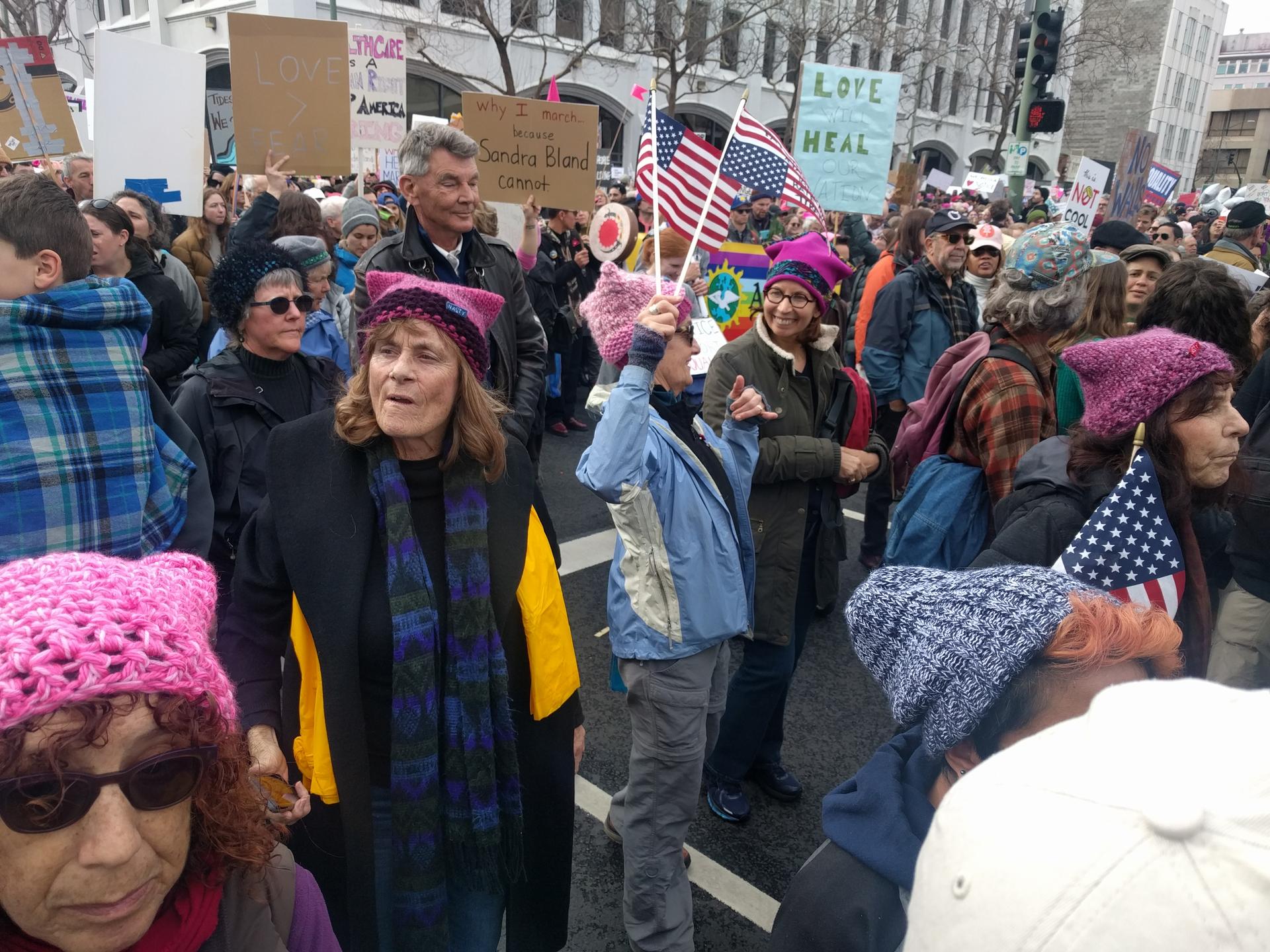 Women's March in Oakland, CA on 1-21-17  drew more than 60,000 people