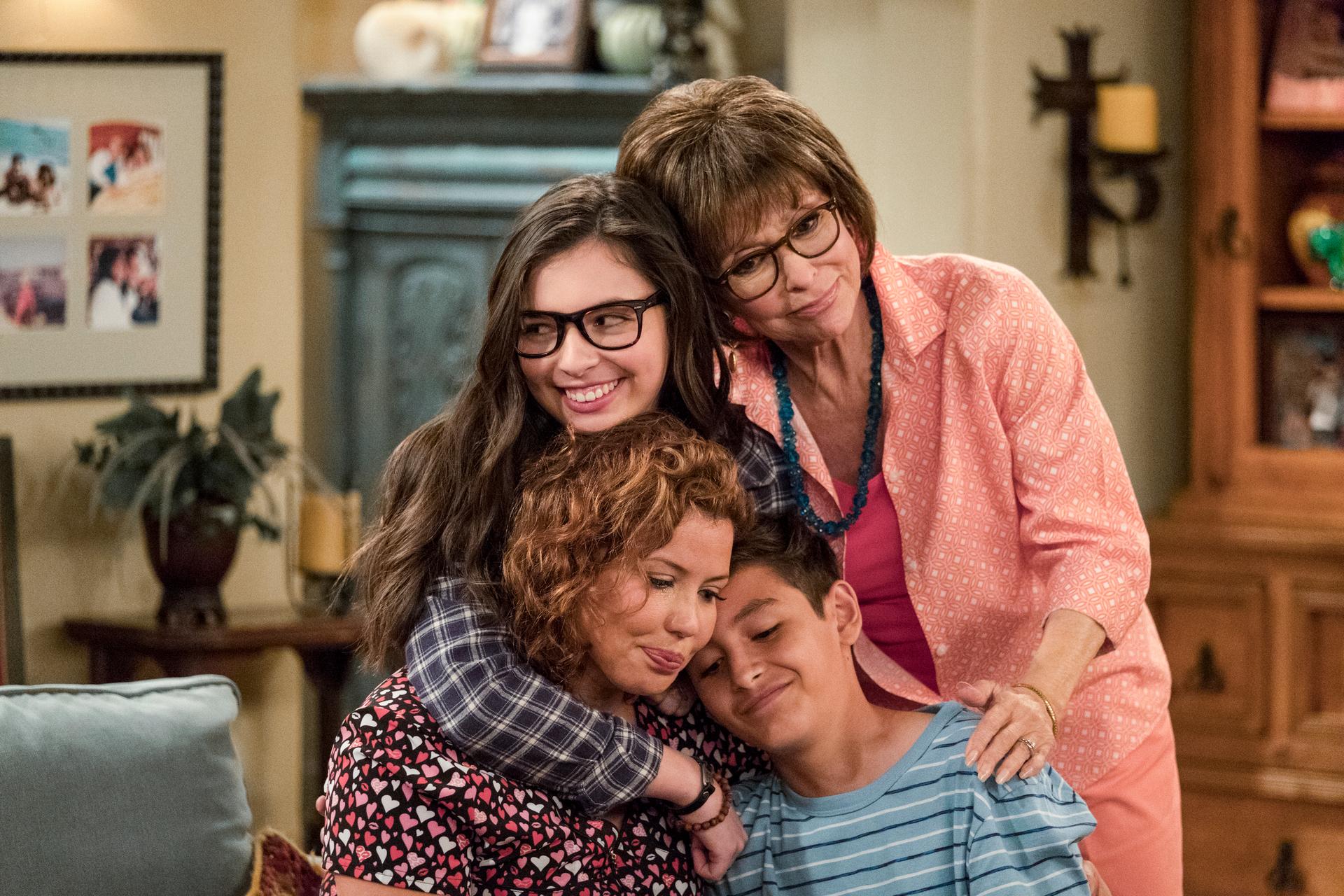 Justina Machado, Isabella Gomez, Rita Moreno and Marcel Ruiz from “One Day At A Time.”