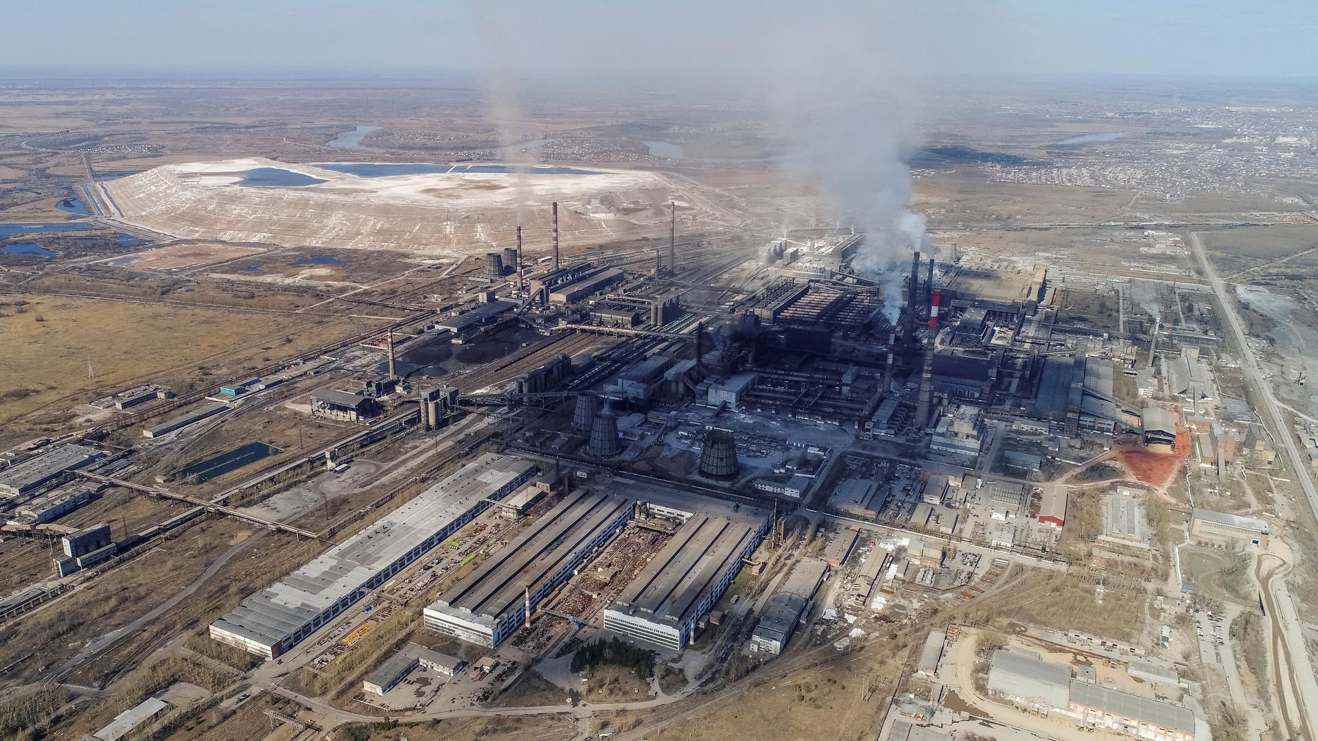 An aerial view shows the Rusal Achinsk Alumina Refinery, near the Siberian town of Achinsk, Krasnoyarsk region, Russia, April 29, 2018.