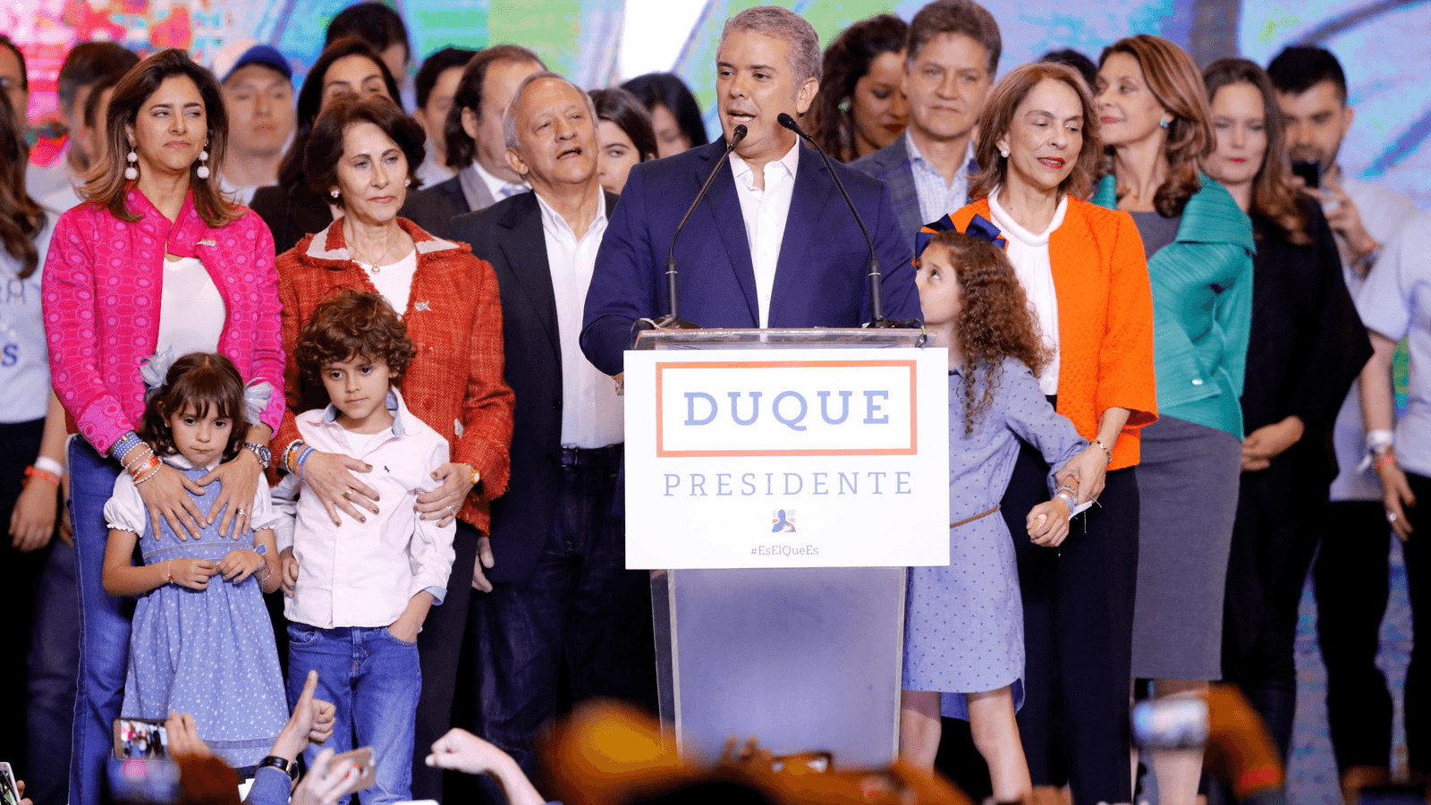 president-elect Ivan Duque in Colombia give a victory speech