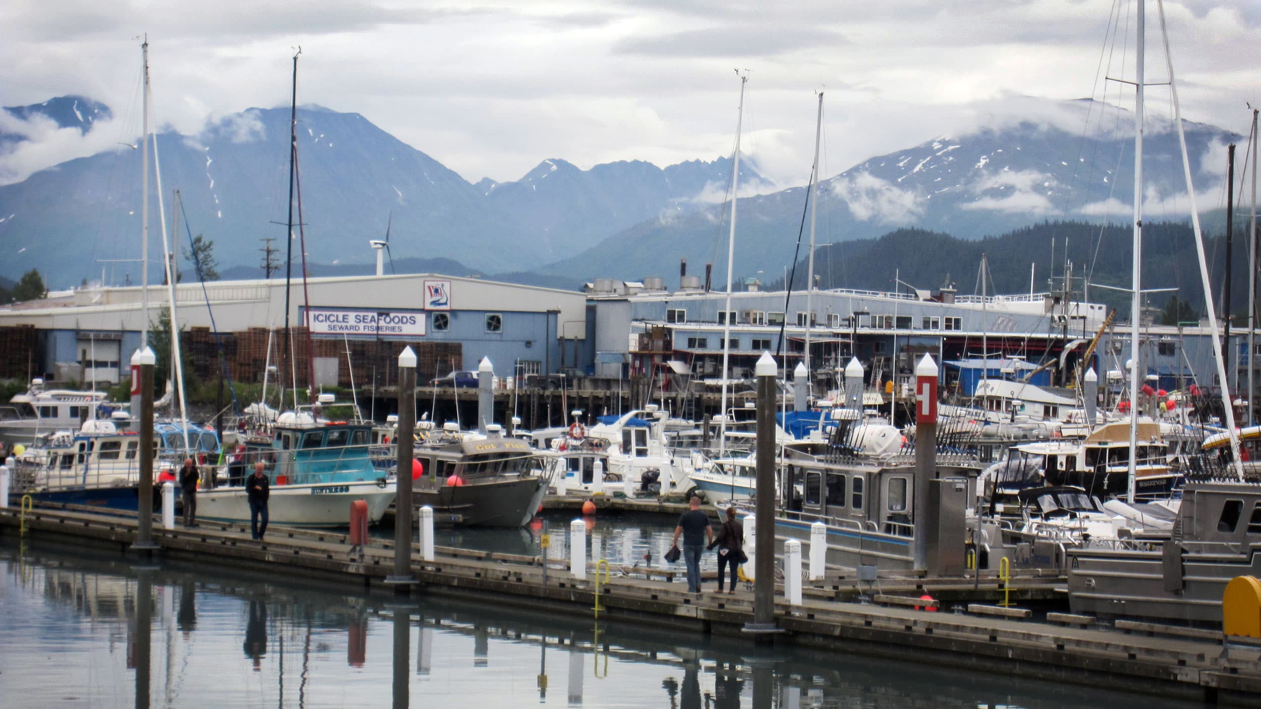 A business on the edge of a dock says 