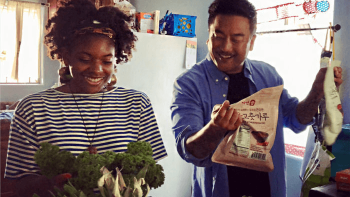 Olympia Auset cooks with chef Roy Choi