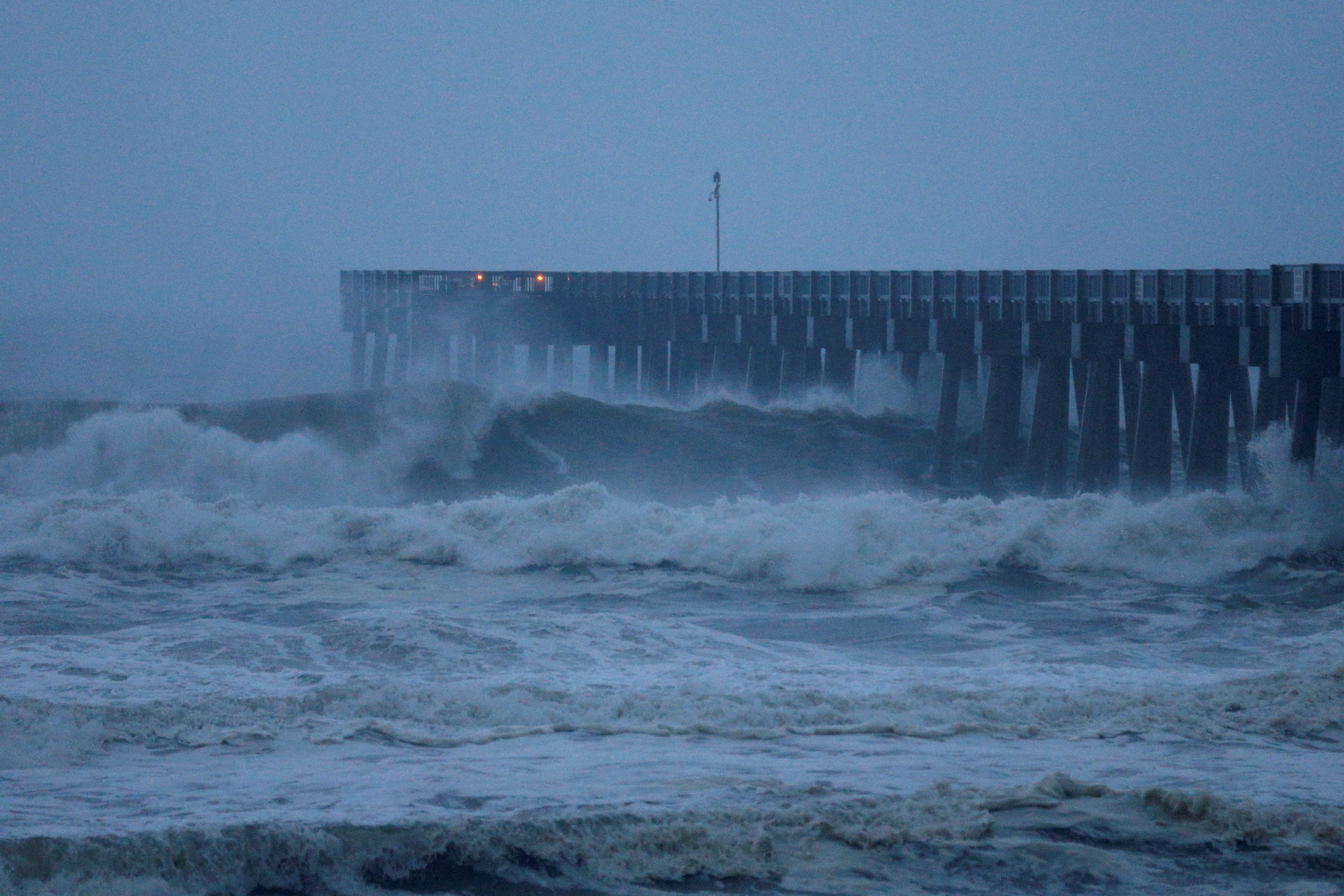 Large waves crash as Hurricane Michael approaches