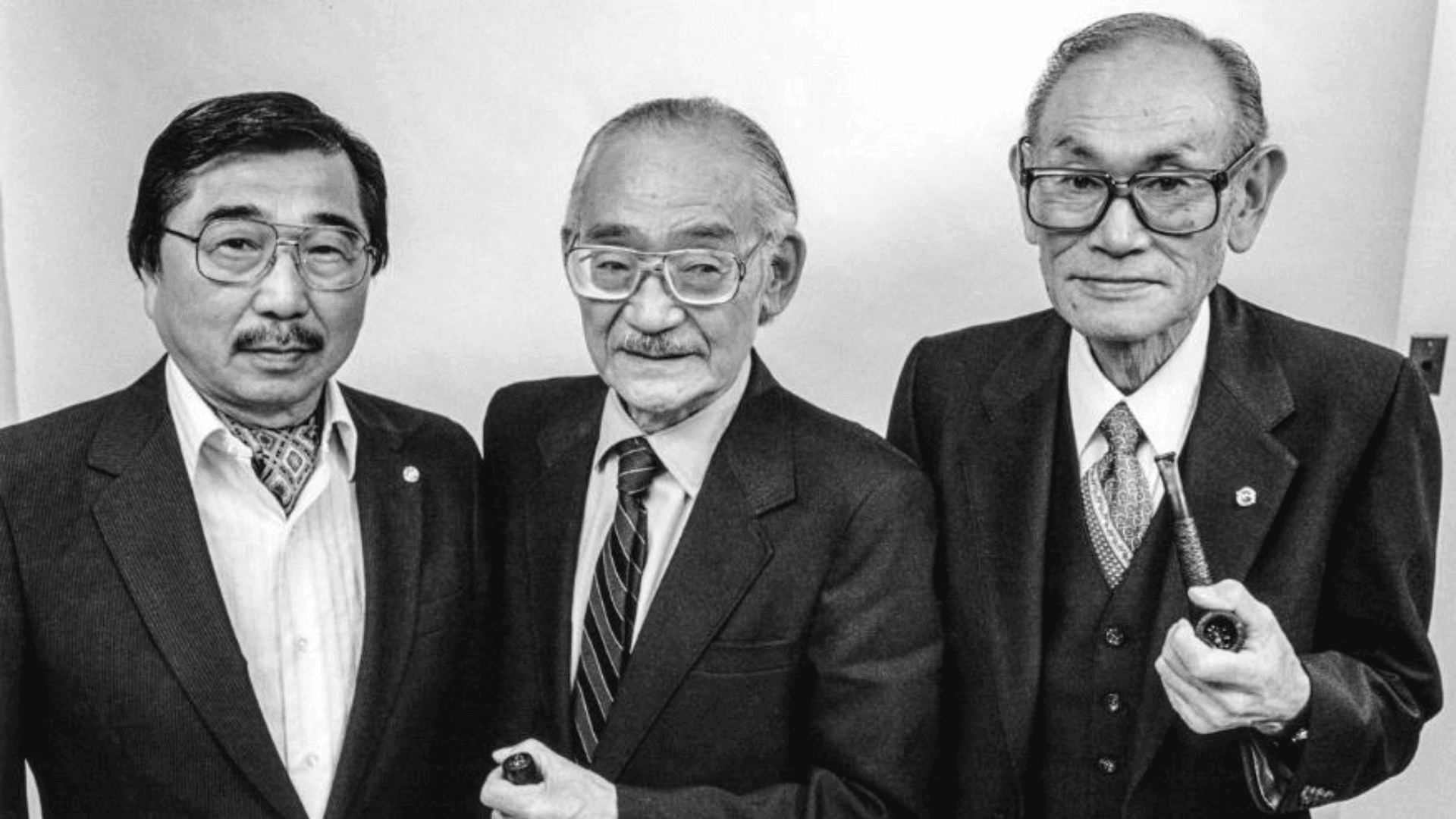 A 1983 black-and-white portrait of Gordon Hirabayashi, left, Minoru Yasui, center, and Fred Korematsu.