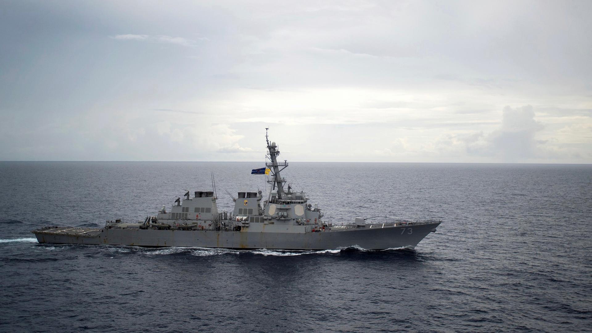 This is a 2016 photo of the guided-missile destroyer USS Decatur operating in the South China Sea. The ship was involved in a near collision early this week with a Chinese warship, according to the US military.