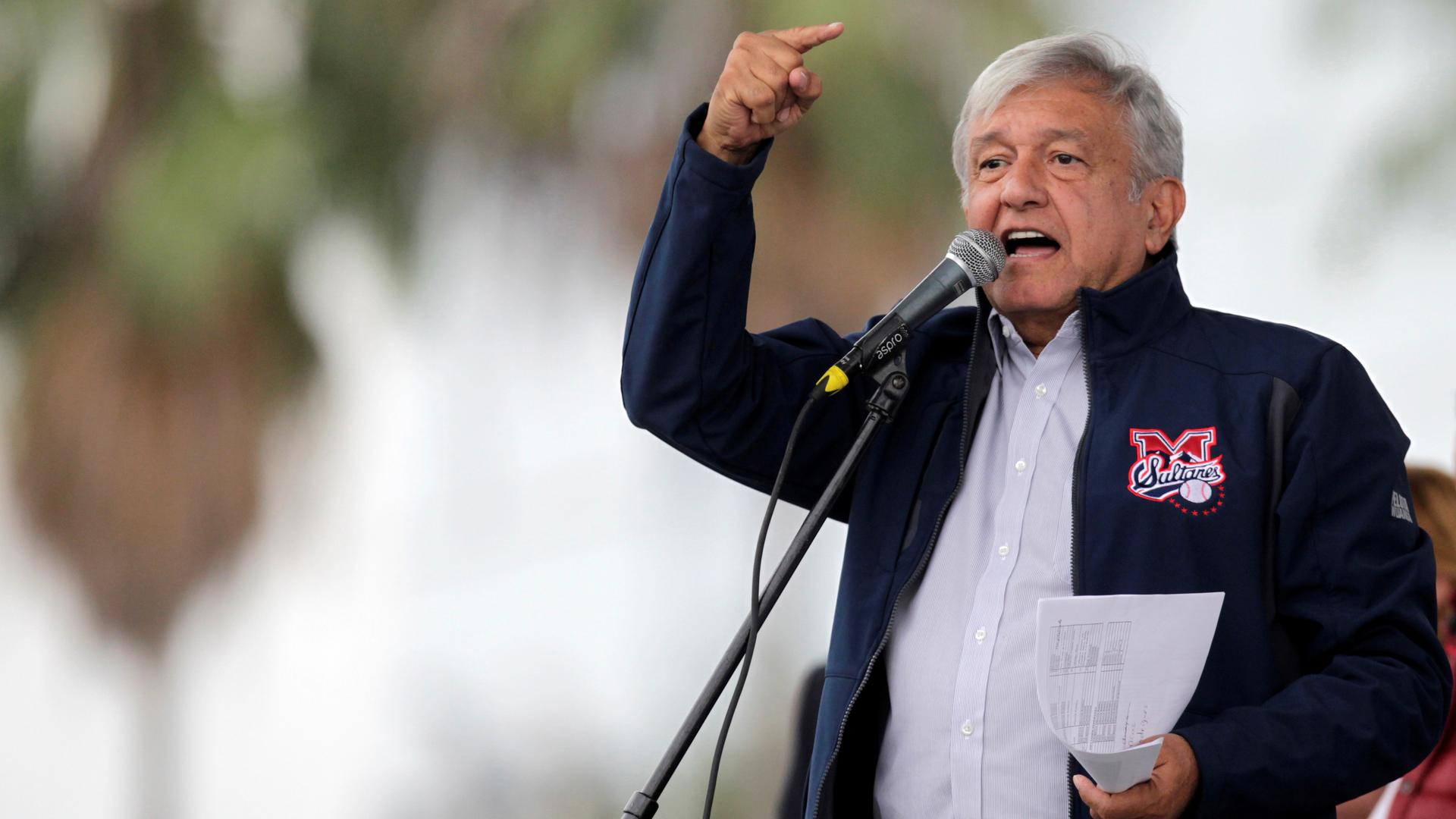 Mexico's President-elect Andres Manuel Lopez Obrador waves to a crowd