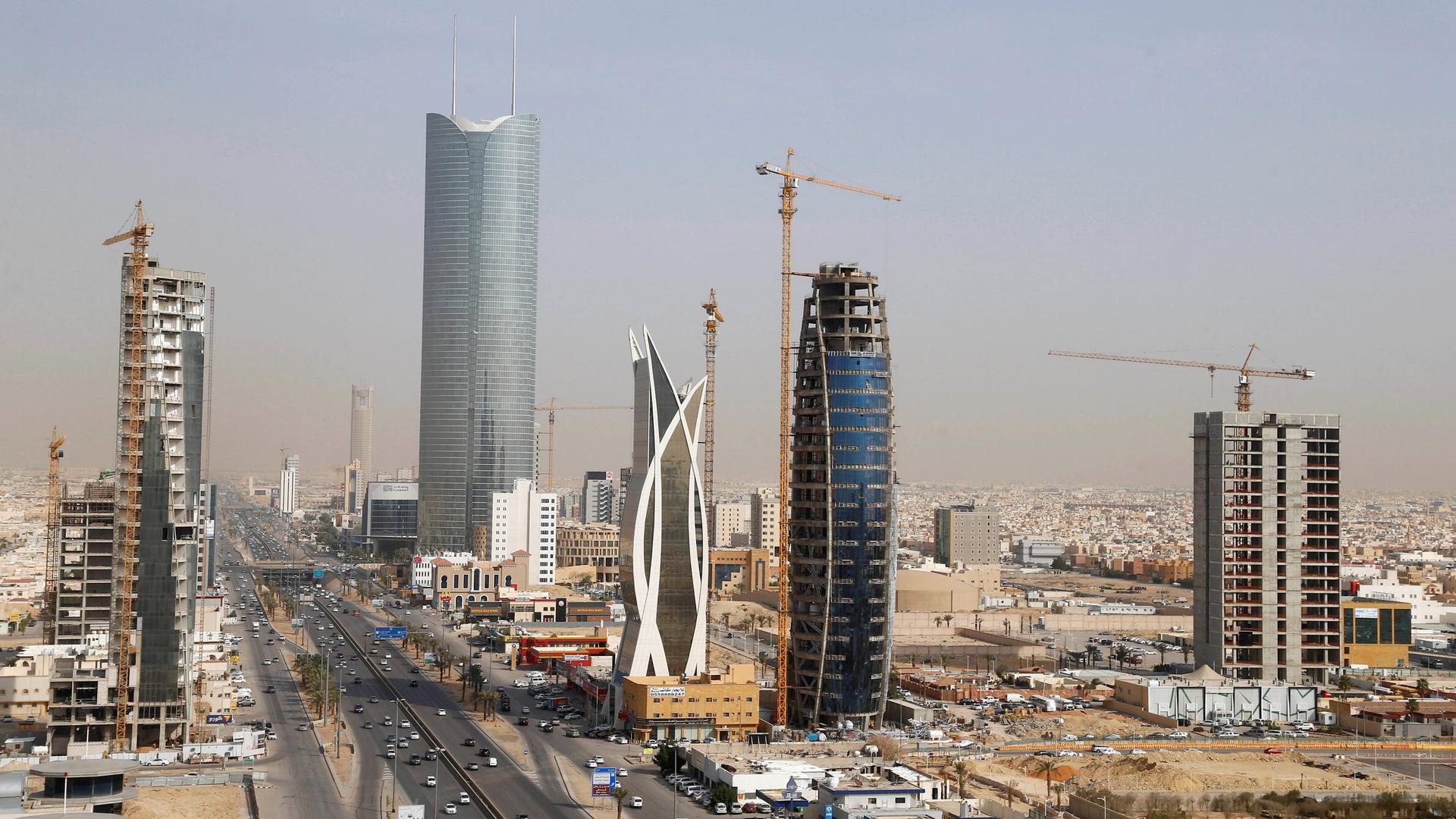 Buildings under construction in the desert city of Riyadh