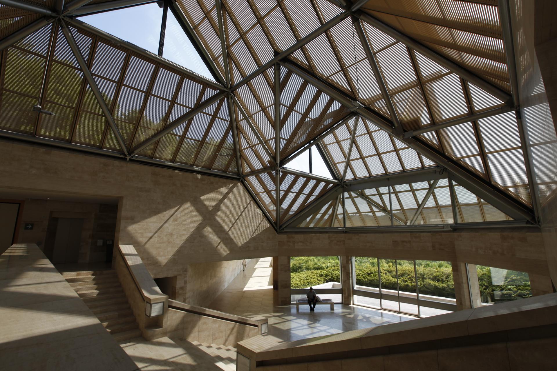 The glass and naturally lit interior of the Miho Museum.