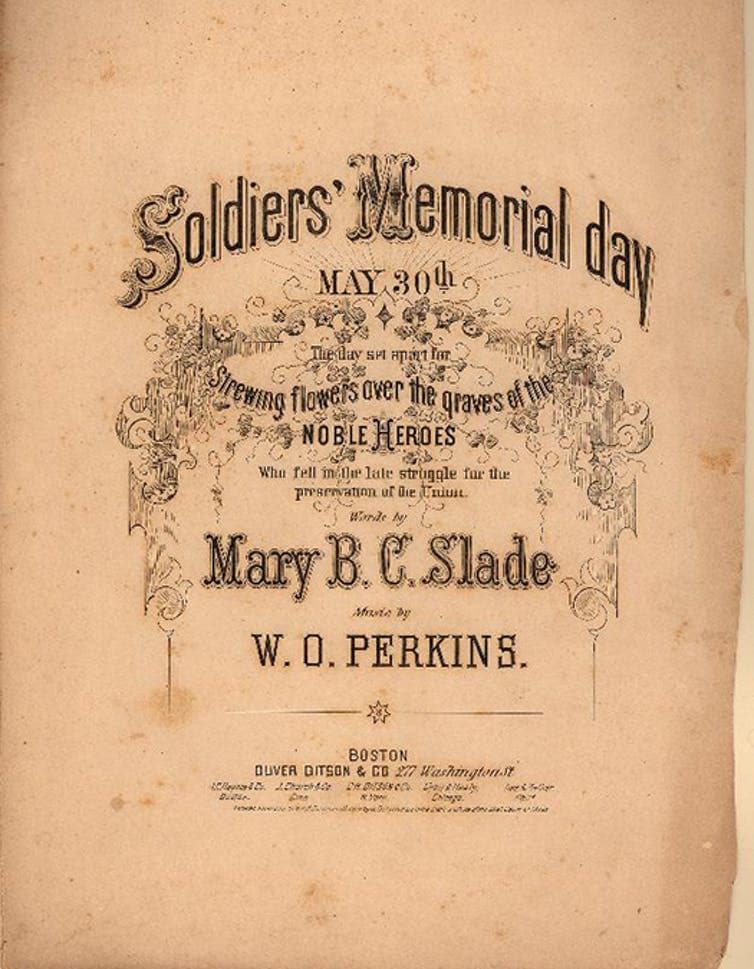 Sheet music written to commemorate Memorial Day in 1870.