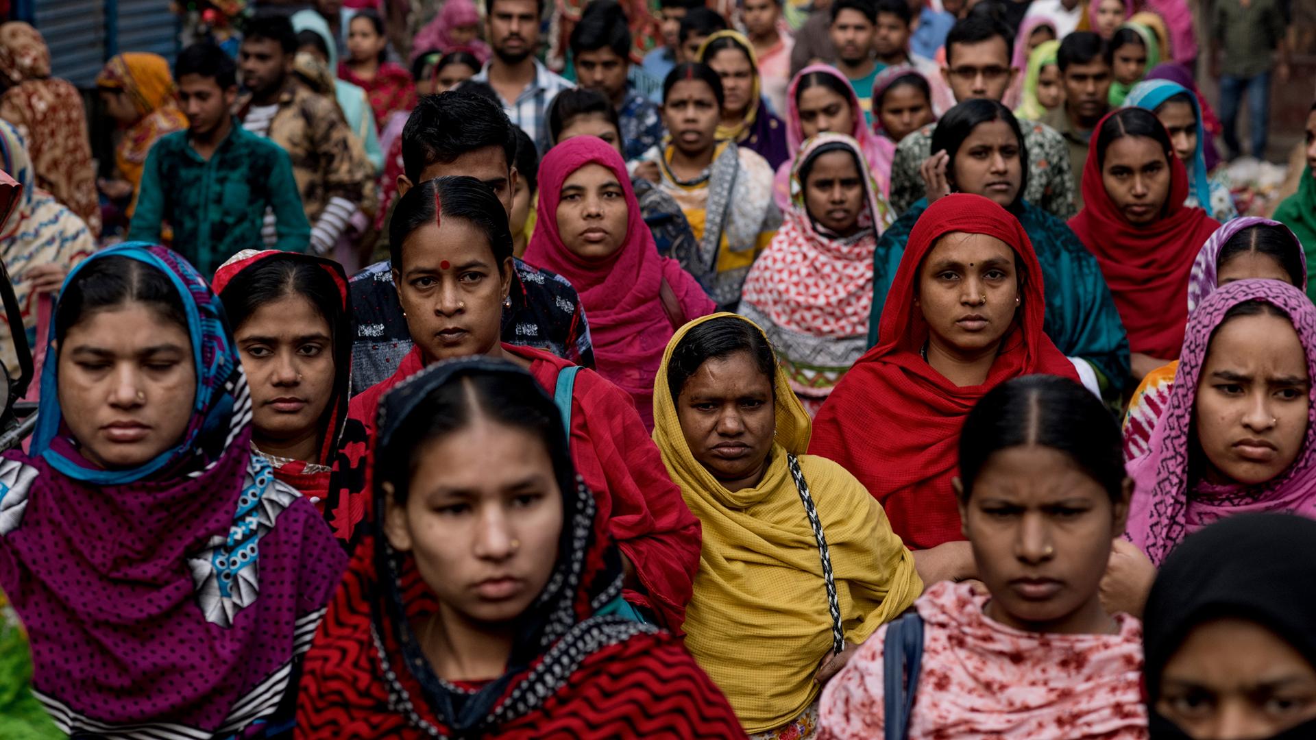 Garment workers head to a factory in Dhaka, Bangladesh.