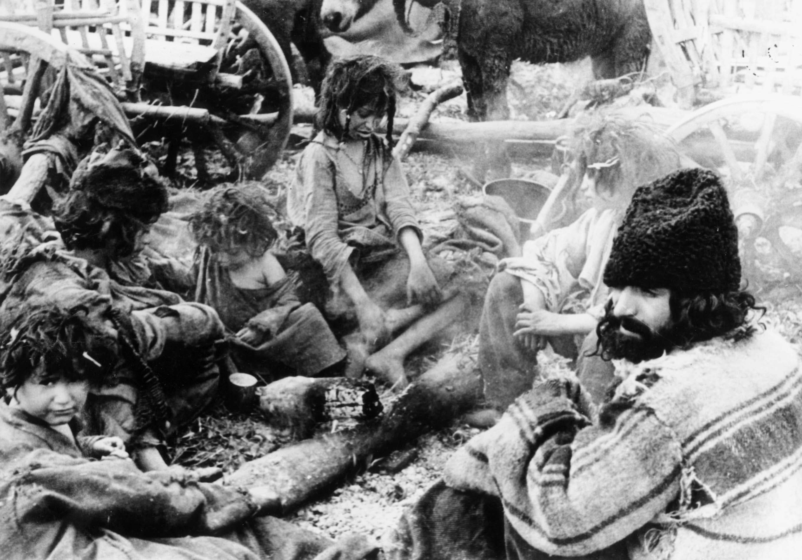 A still from a film shot by a German soldier in April 1944 of Roma who were deported from Moldova to the Romanian-controlled region of Transnistria.