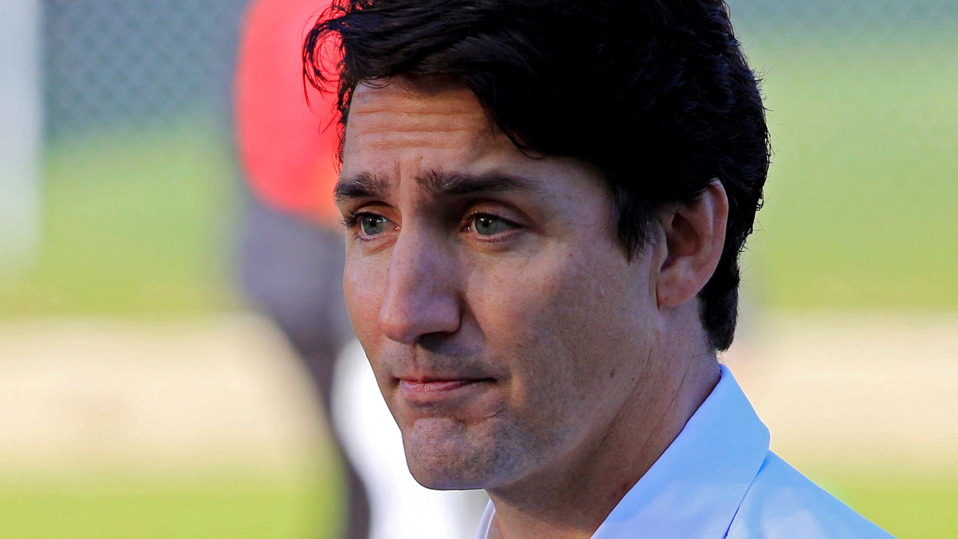 A close-up portrait photograph of Canada's Prime Minister Justin Trudeau taken of his left side.