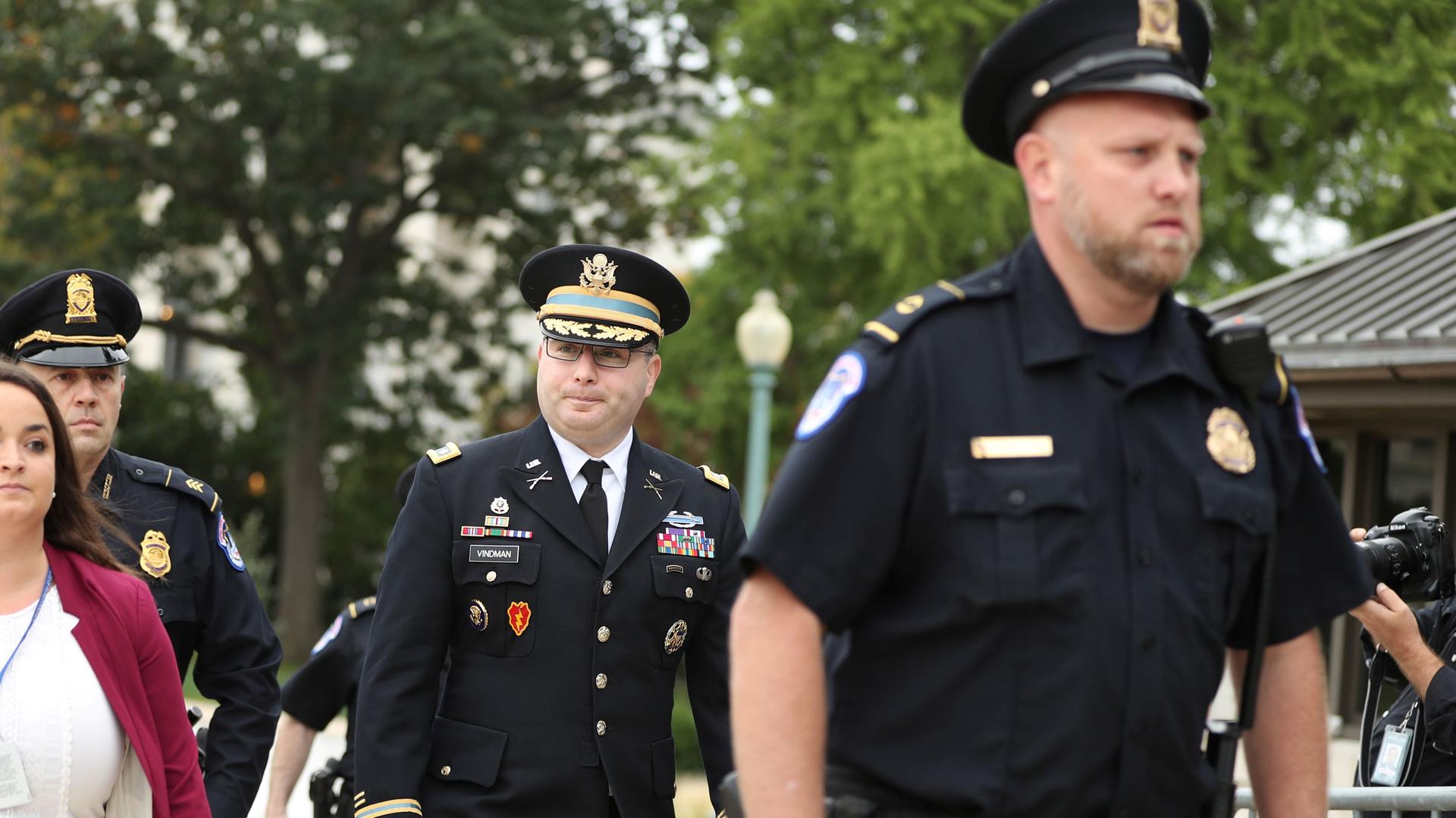 Lt. Col. Alexander Vindman is shown in a dress military suit and wearing glasses.