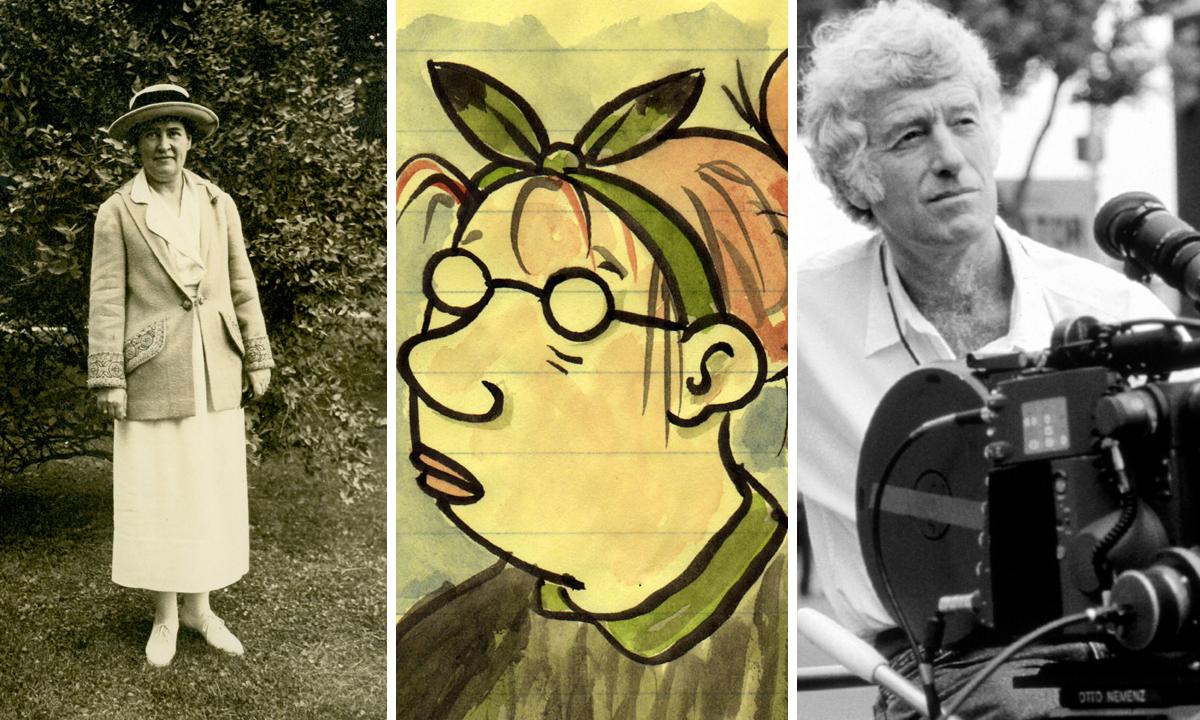 Willa Cather in Jaffrey, California, 1920; self portrait of Lynda Barry, and cinematographer Roger Deakins.