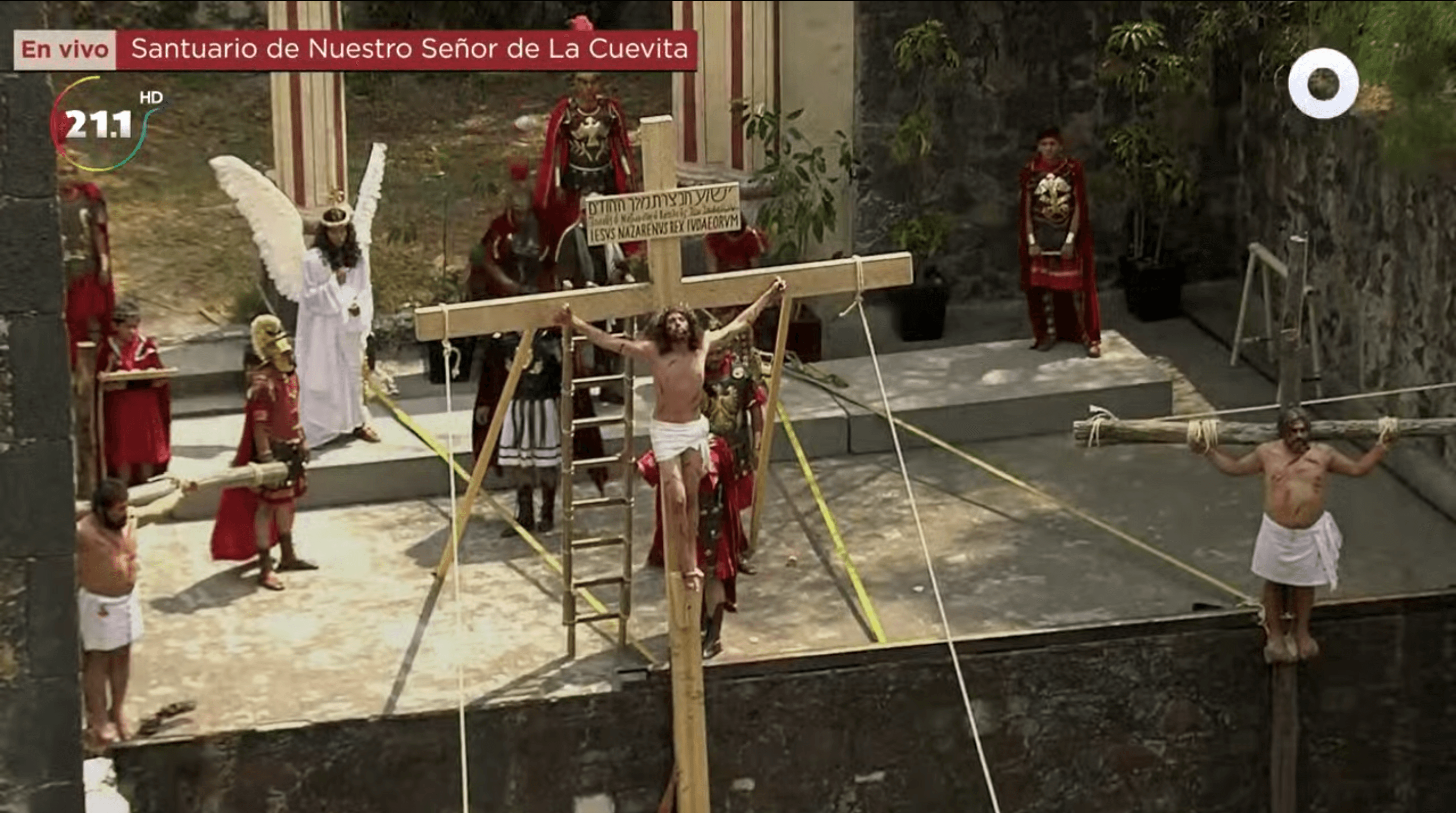 Manuel Rueda,19, portrayed Jesus in a reenactment of the Catholic observation of the Stations of the Cross in the Iztapalapa borough of Mexico City. The event usually draws thousands of worshippers and tourists but was moved behind closed doors this year.