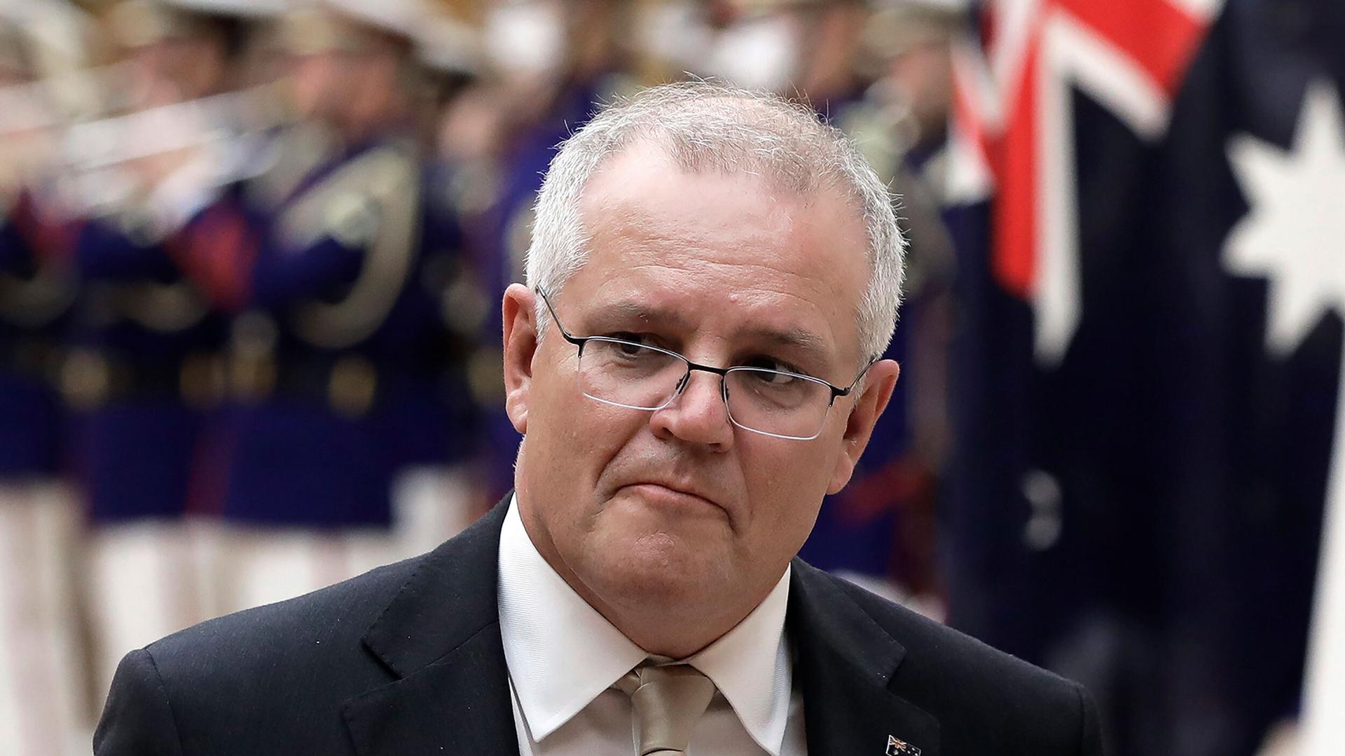 Australian Prime Minister Scott Morrison at a ceremony ahead of a meeting in Tokyo, Japan, Nov. 17, 2020.