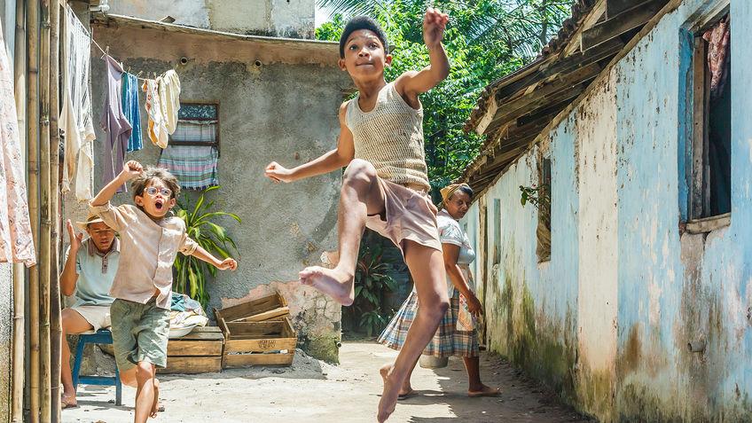 Young boys playing soccer in Brazil