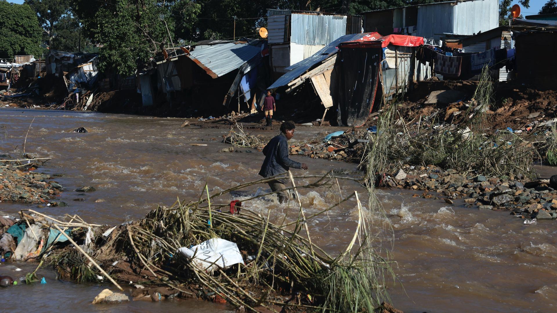 floods overtake buildings in South Africa