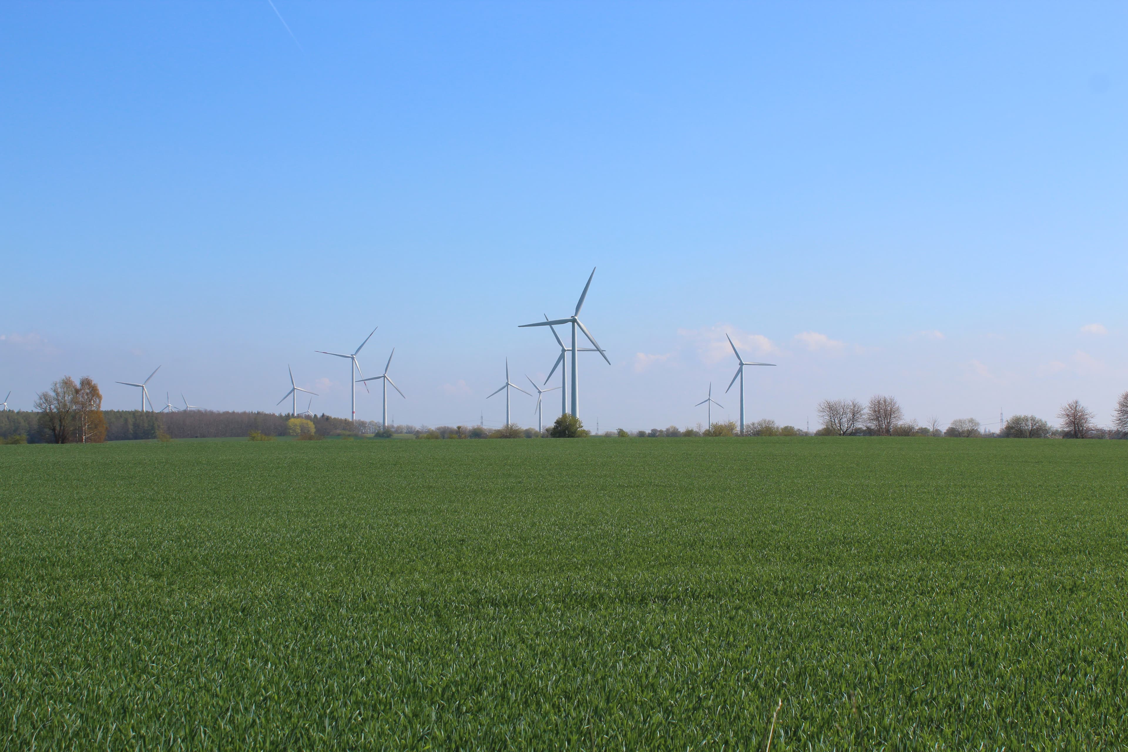At the Lubmin port, just offshore from the gas terminals and shuttered nuclear power plant, wind turbines produce renewable energy.