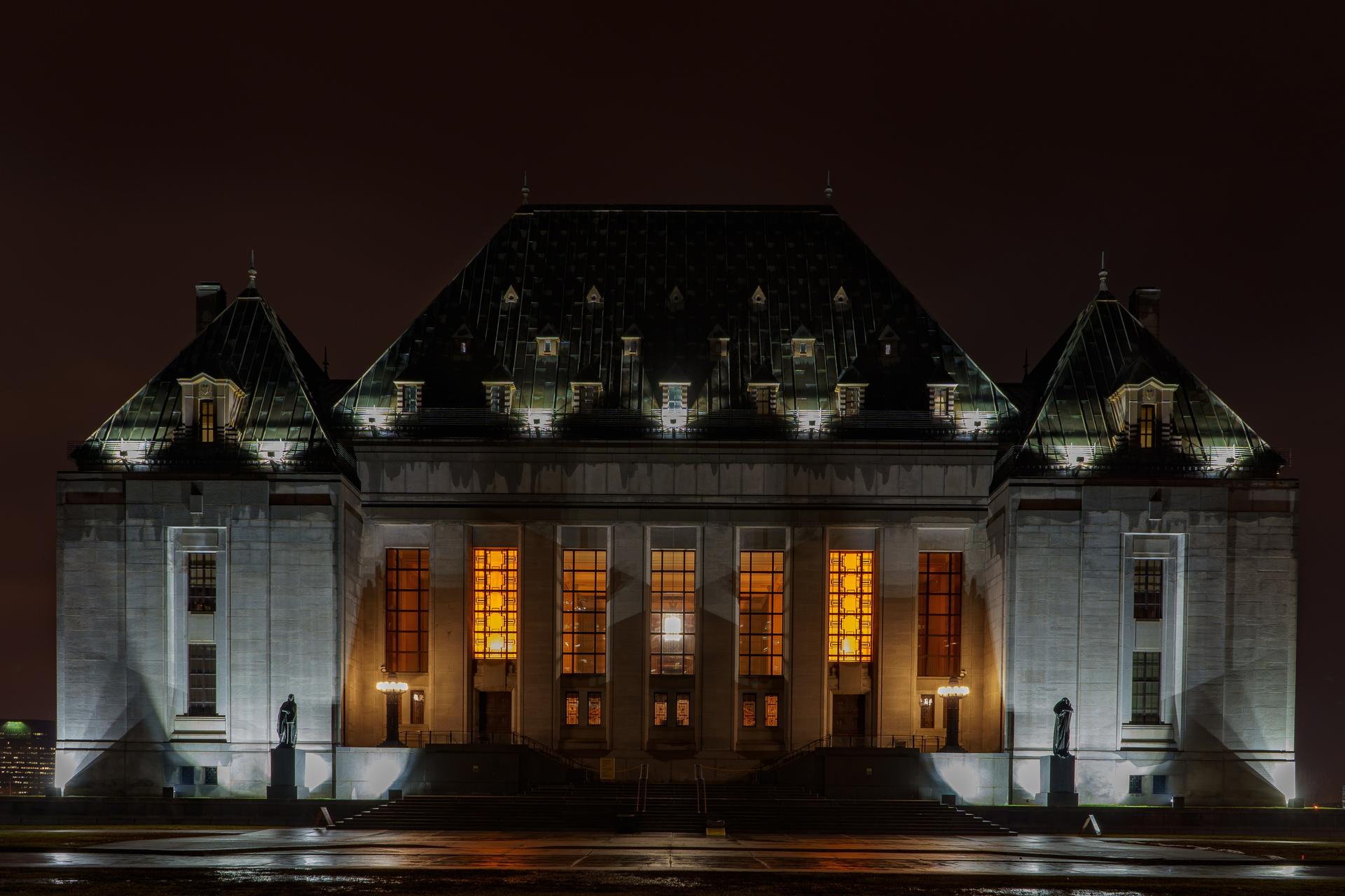 Supreme Court of Canada building at night