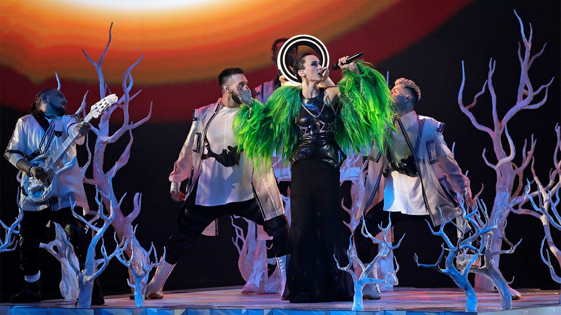 Go_A from Ukraine singing Shum performs at the Grand Final of the Eurovision Song Contest at Ahoy arena in Rotterdam, Netherlands, May 22, 2021.