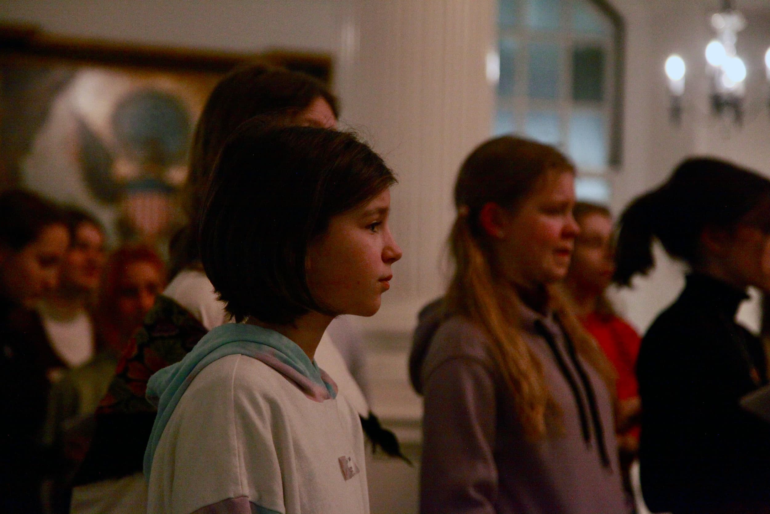 Children’s choir Shchedryk rehearses on Thursday evening at St. Paul’s in New York City.