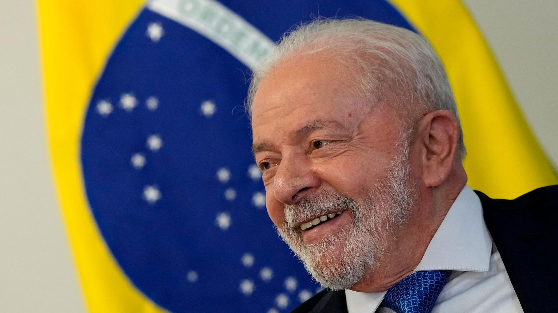 Brazil's President Luiz Inacio Lula da Silva smiles during a meeting with members of Congress at Planalto Palace, the office of the president, in Brasilia, Brazil, Wednesday, Jan. 11, 2023.