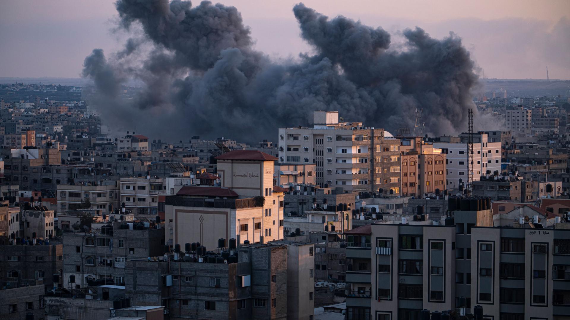 Smoke rises following an Israeli airstrike in Gaza City, Wednesday, Oct. 11, 2023.