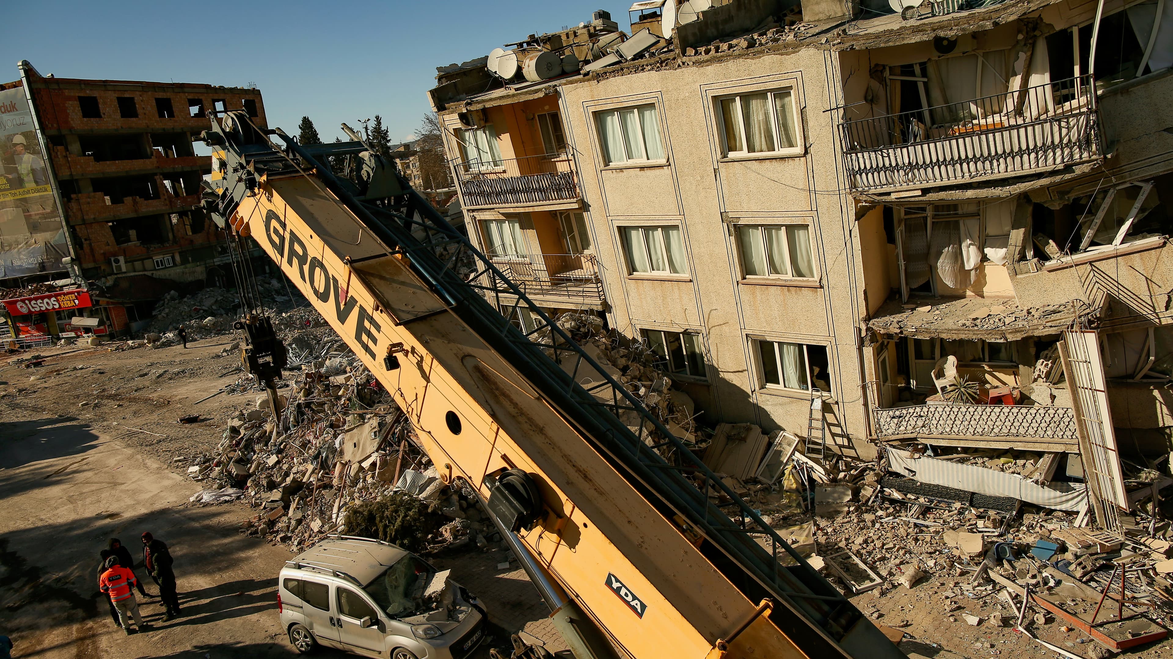 collapsed building