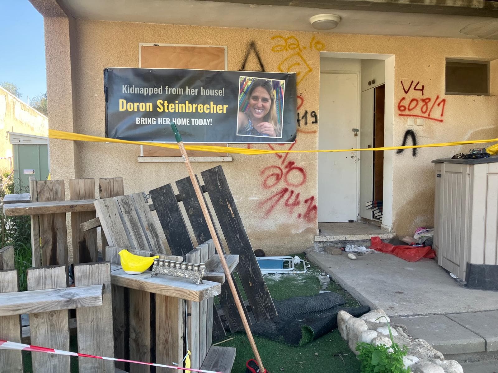 The flat of 30-year-old veterinary nurse Doron Steinbrecher, who was taken hostage into Gaza on Oct. 7.
