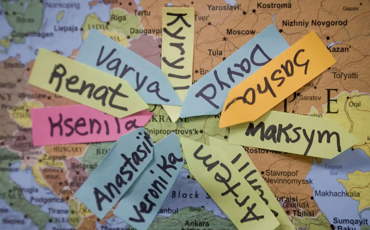 In the English Learner room at Rice Lake Elementary in Maple Grove, a crowded cluster of names point to Ukraine. The school has more than two dozen Ukrainian students.