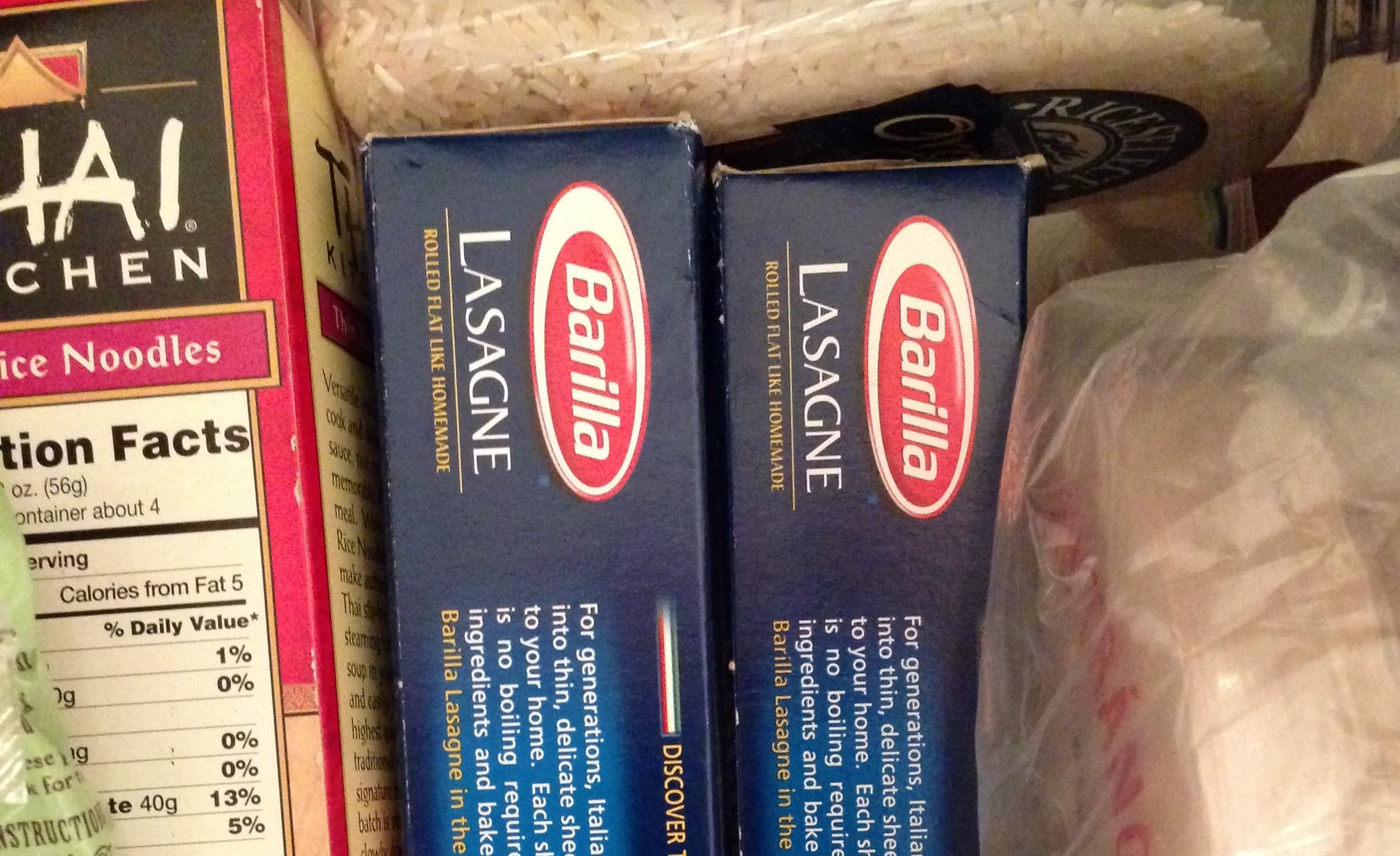 Barilla pasta on Marco's shelf
