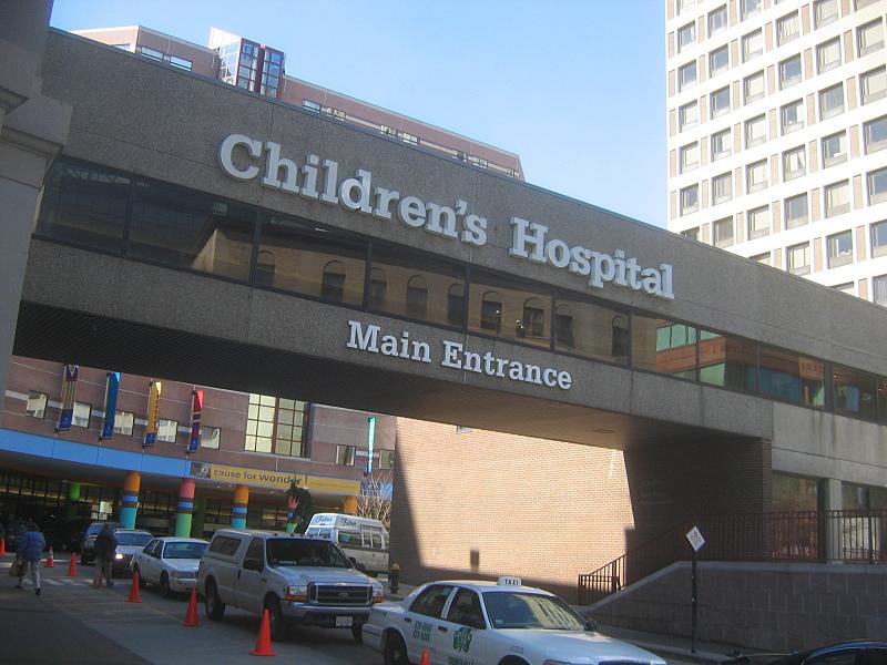 The main entrance to Boston Children's Hospital.