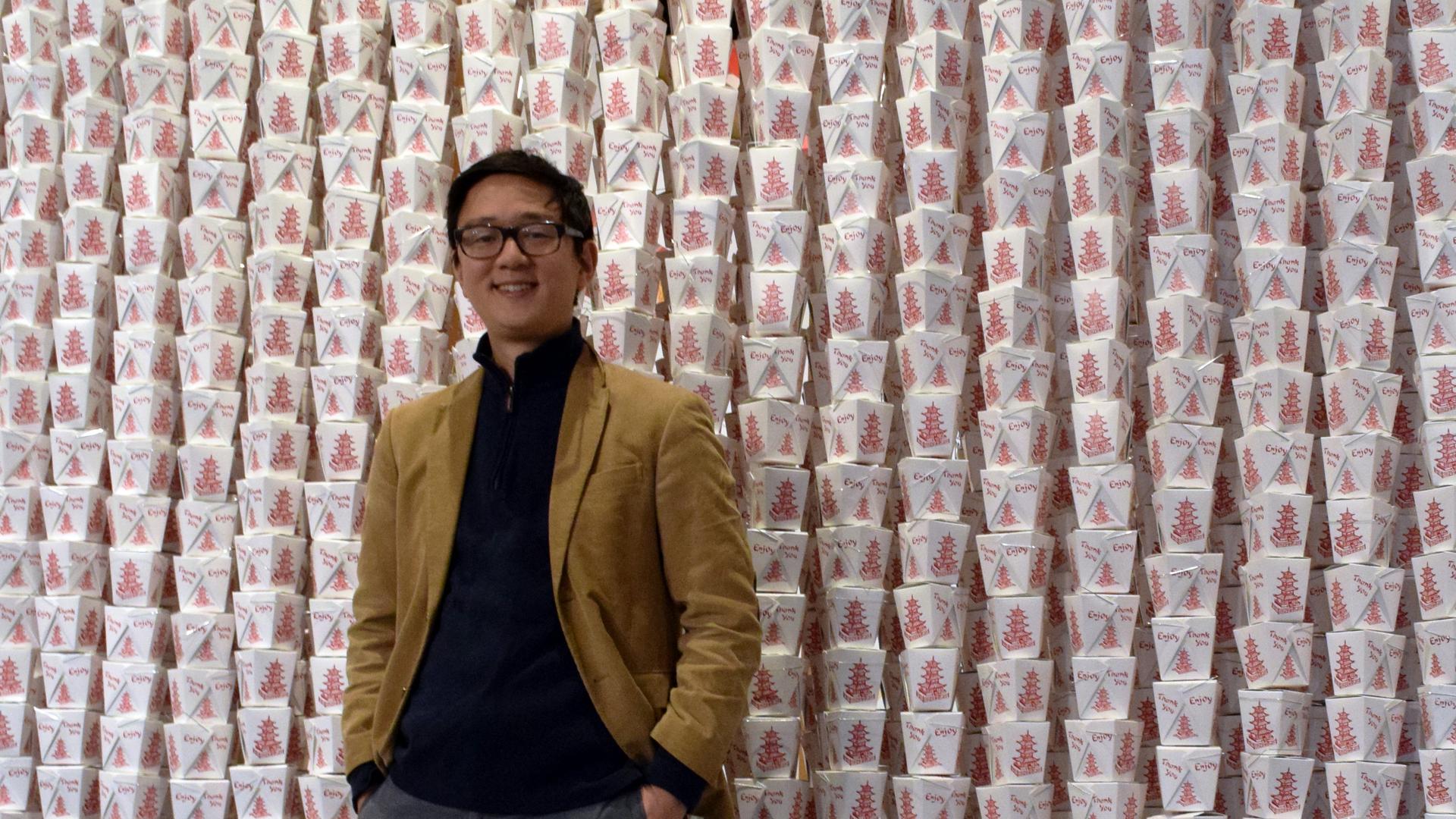 Peter Kim at the Museum of Food and Drink's new exhibit on the making of the Chinese-American restaurant.