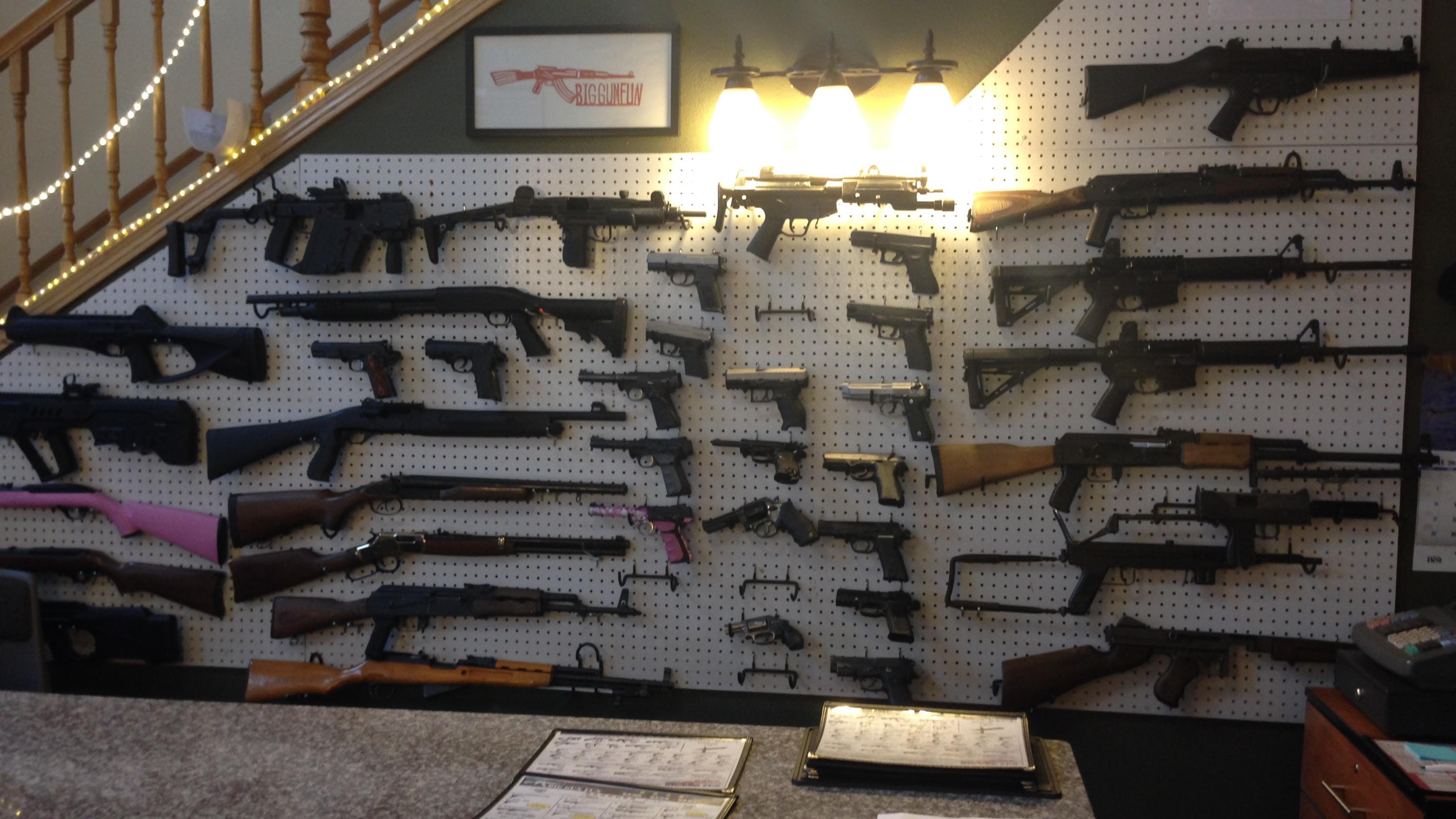At Big Gun Fun in West Yellowstone, MT, you can shoot everything from a small pistol to a gatling gun from the old west. But it'll cost you. Prices range from $45 to $340.