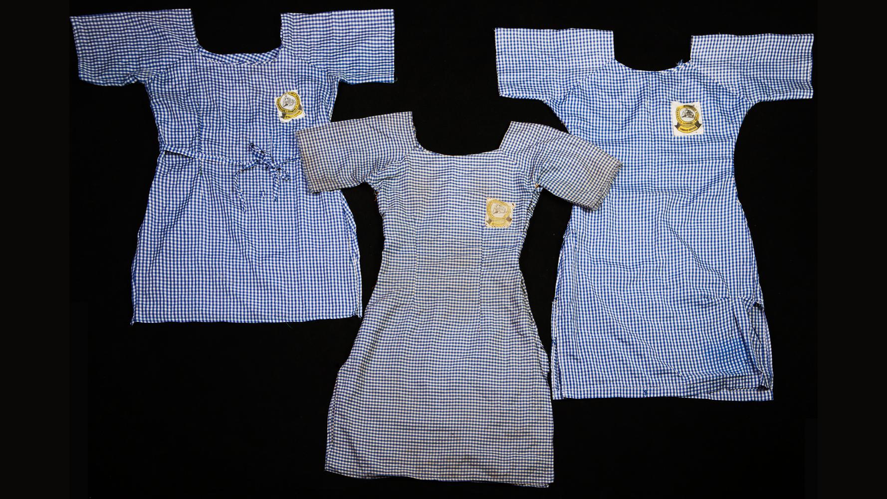 Chibok girl's school uniforms from three of the kidnapped girls.