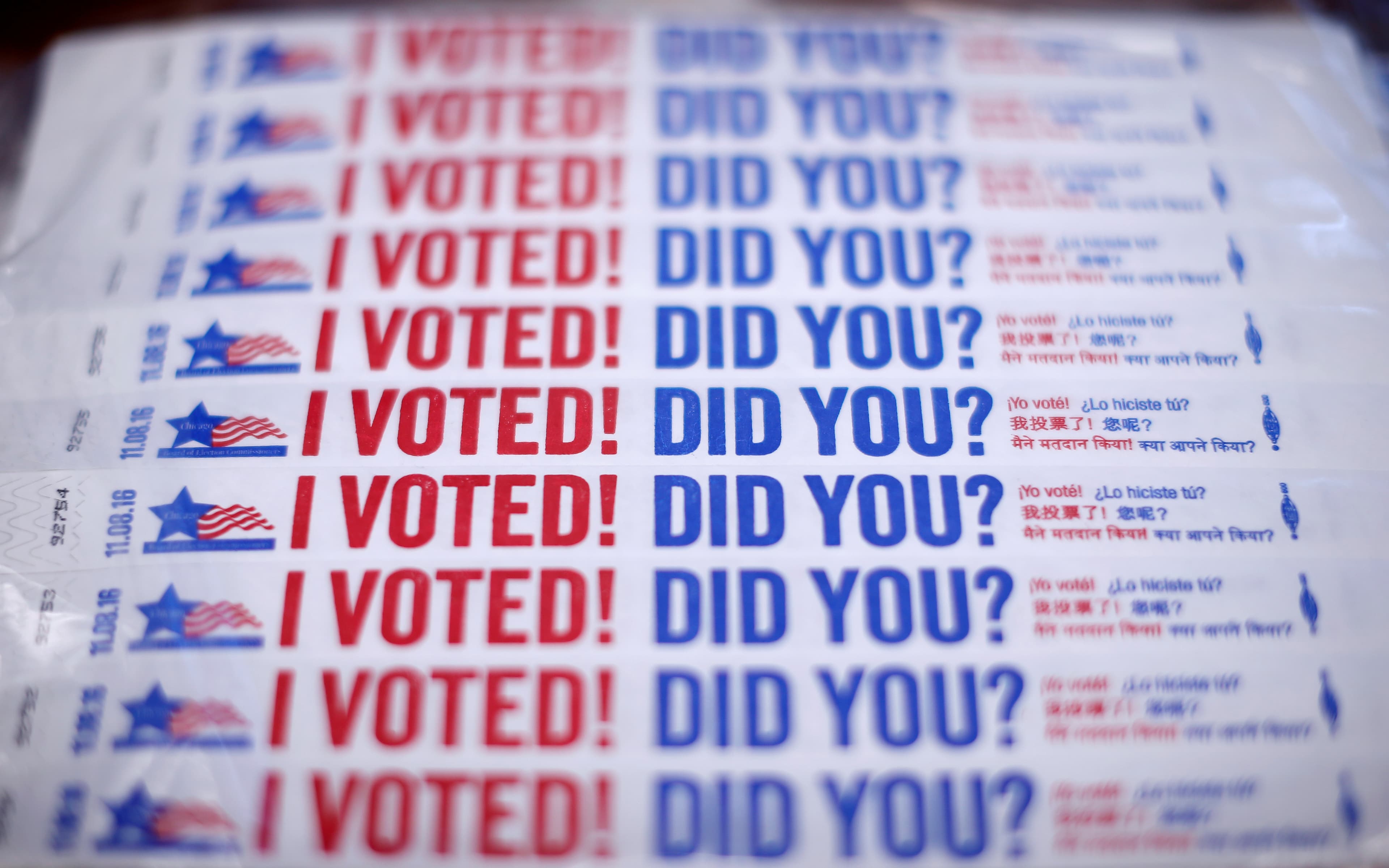"I voted. Did you?" wristbands