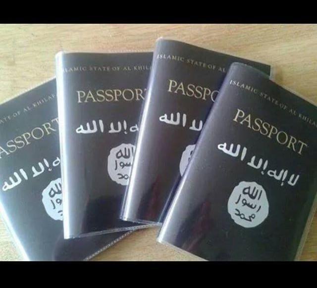 This photo has been widely tweeted, including by some experts on the Iraq situation, as showing passports issued by ISIS for their new Islamic caliphate.