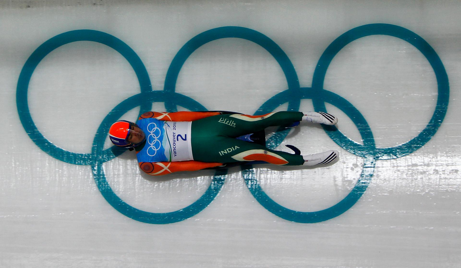 India's Shiva K.P. Keshavan speeds down the track during a training run for the men's singles luge in preparation for the Vancouver 2010 Winter Olympics in Whistler, British Columbia. Keshavan will be at Sochi, along with two other athletes from India, bu