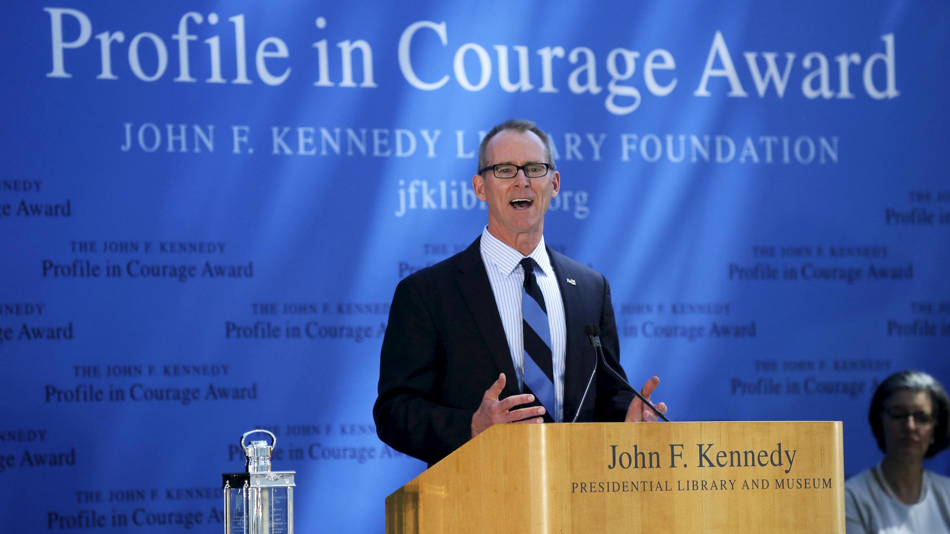 Former U.S. Representative Bob Inglis was awarded the 2015 John F. Kennedy Profile in Courage Award for changing his position on climate change at big political cost.