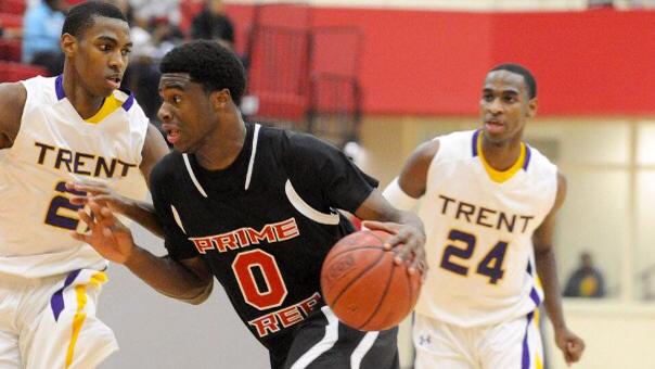 Emmanuel Mudiay drives to the hoop during a high school game for Prime Academy in Texas. Mudiay is now playing in China and making seven figures instead of playing in college.