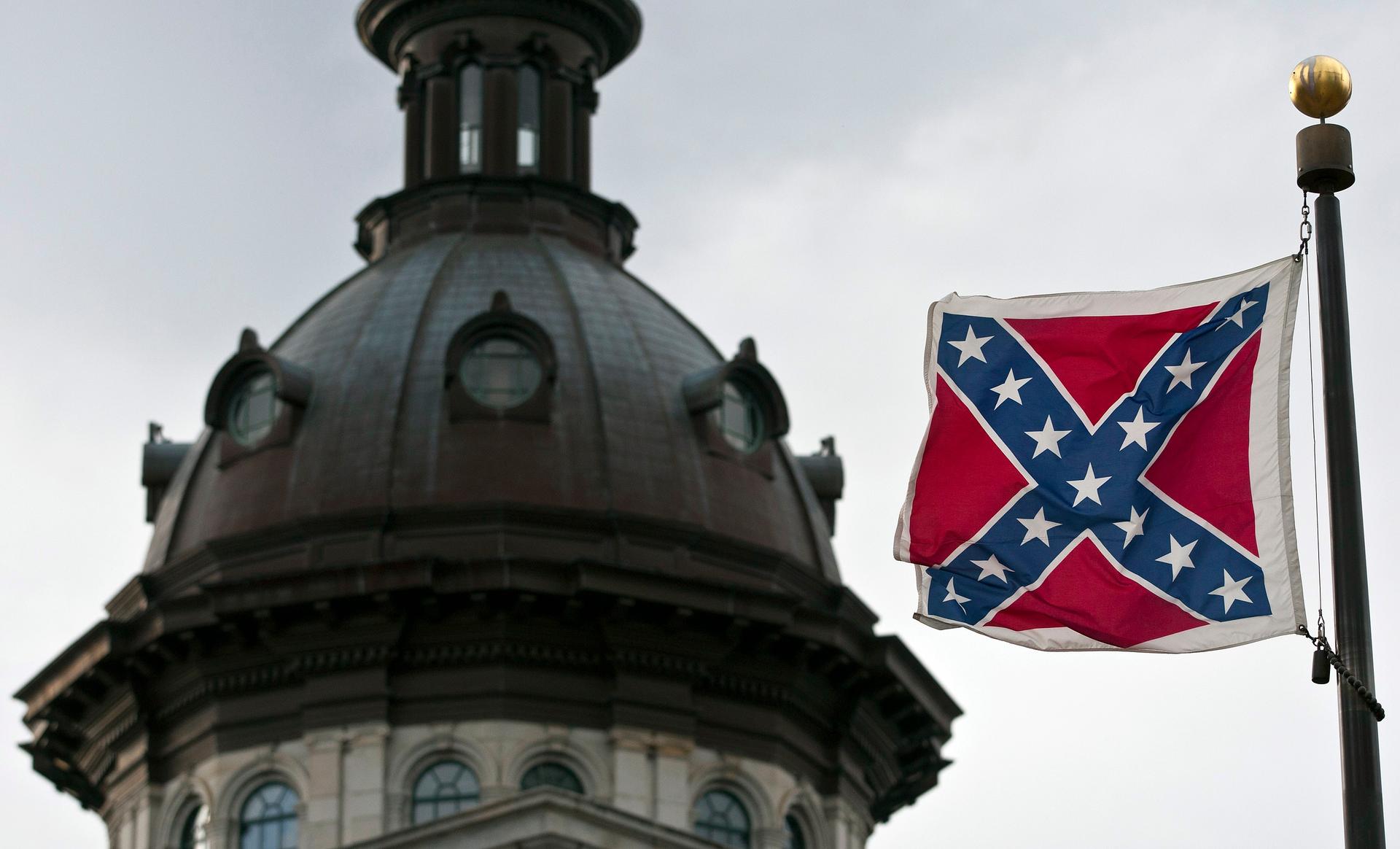 The Confederate flag flying outside the South Carolina statehouse